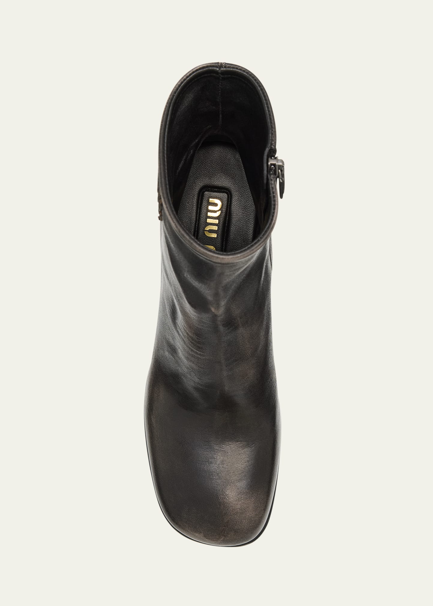 Miu Miu Vintage Leather Block-Heel Booties - Bergdorf Goodman