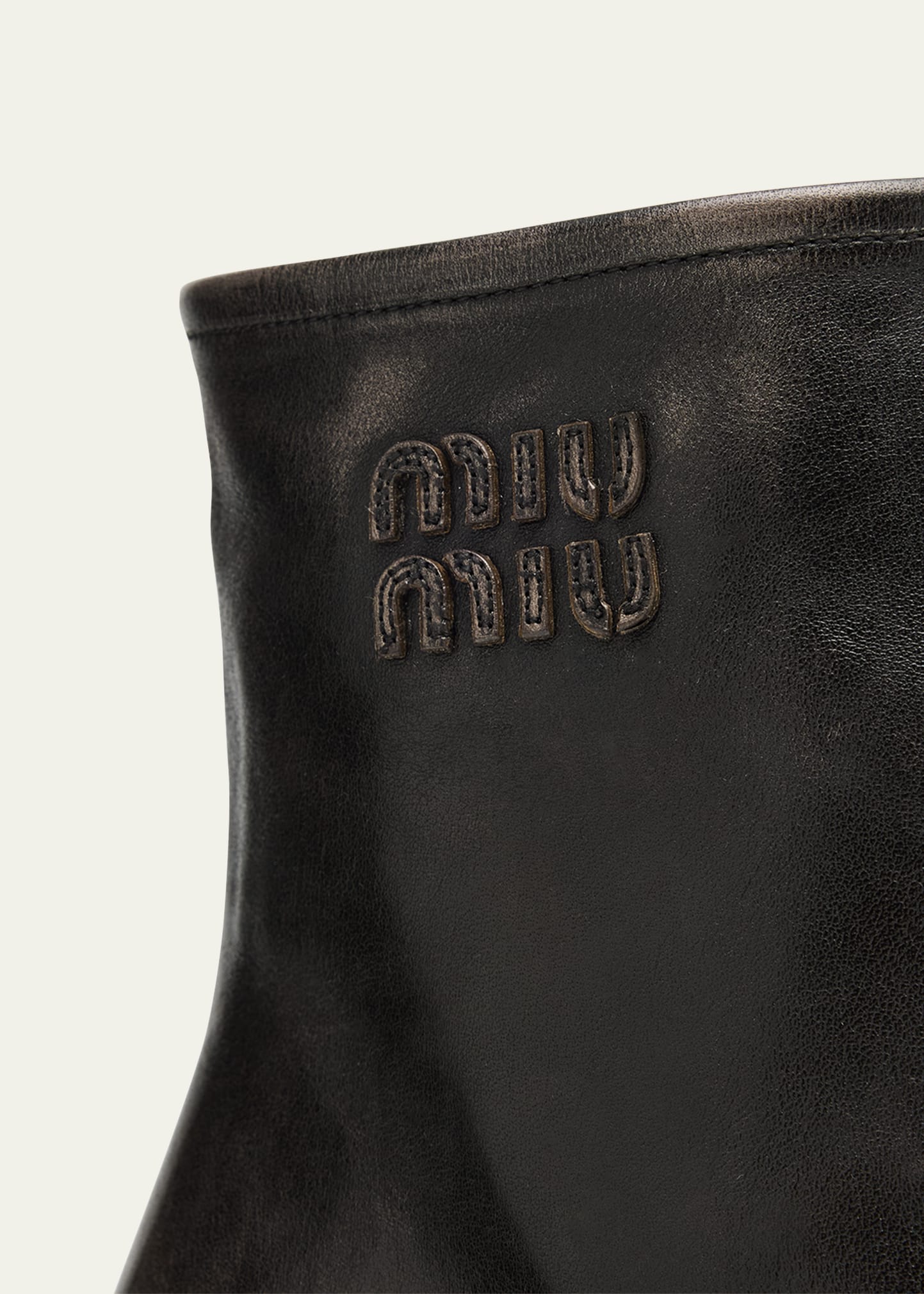Miu Miu Vintage Leather Block-Heel Booties - Bergdorf Goodman