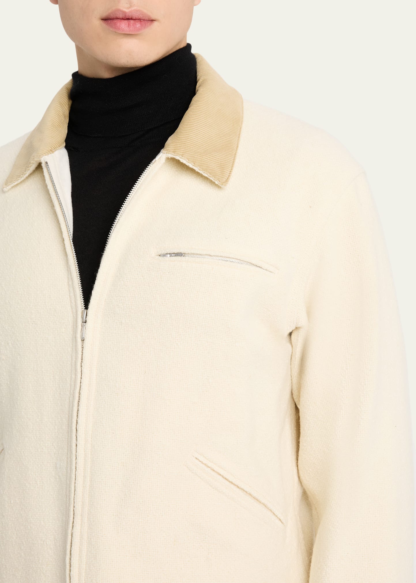 AURALEE Men's Blouson Tweed Zip Jacket - Bergdorf Goodman