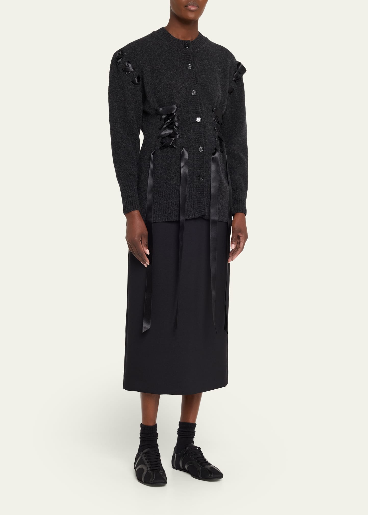 Simone Rocha Sculpted Ribbon Corset Cardigan - Bergdorf Goodman