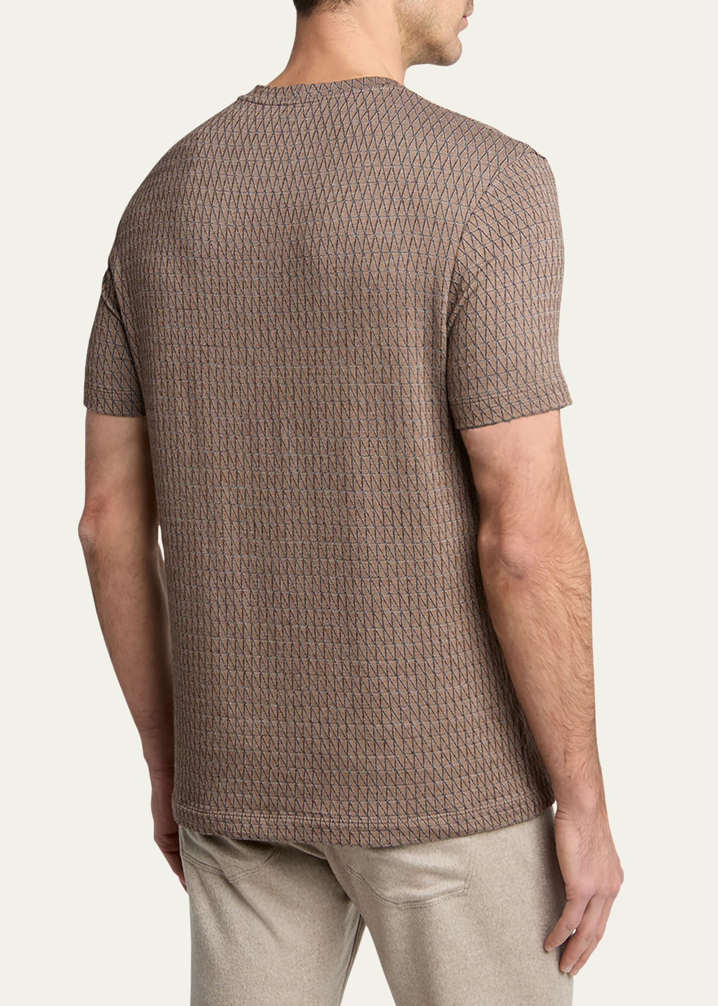 Giorgio Armani Men's Box-Jacquard Viscose Stretch Crewneck T-Shirt