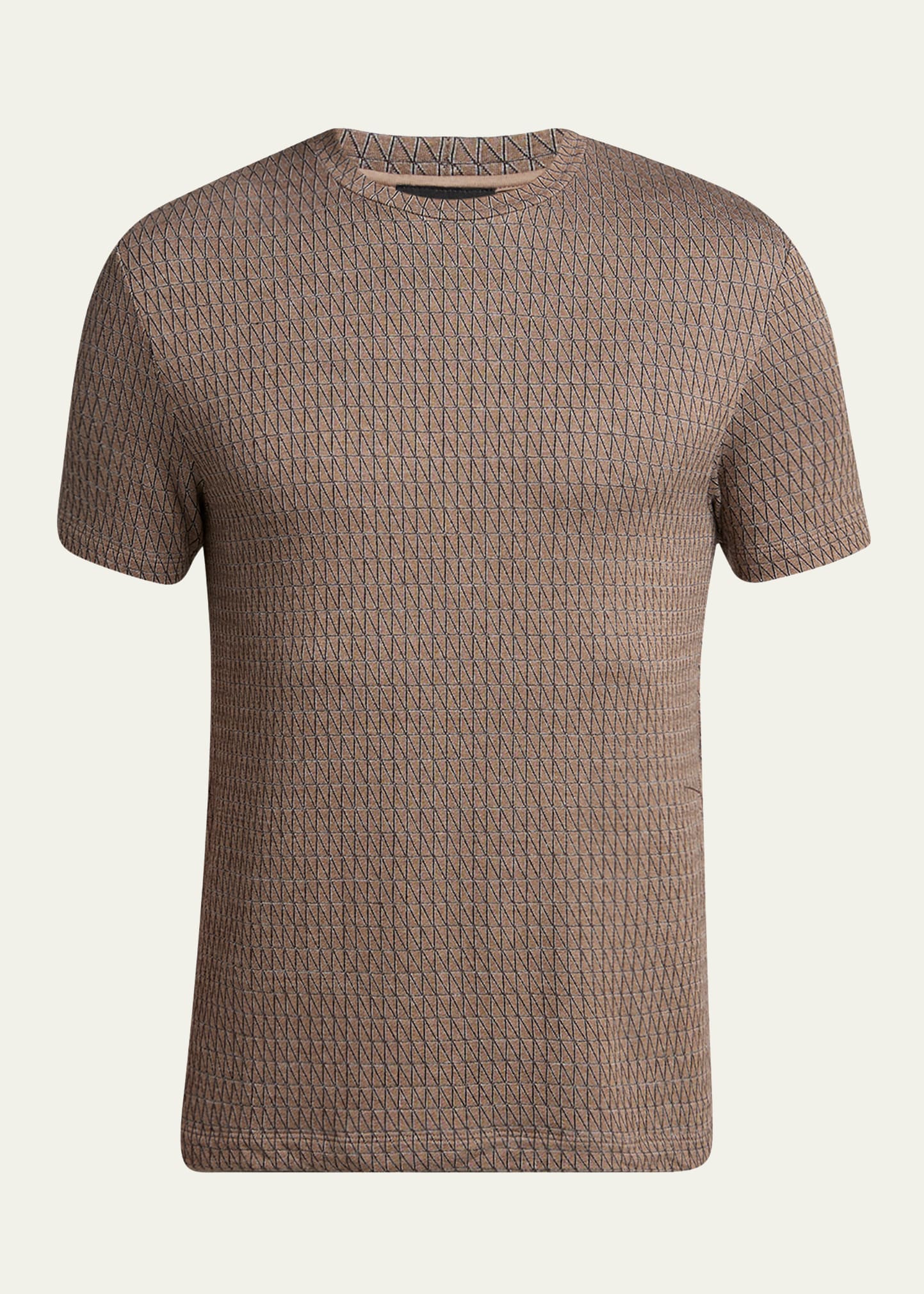 Giorgio Armani ブラウン Tシャツ Giorgio Armani Men's Box-Jacquard Viscose Stretch Crewneck T-Shirt