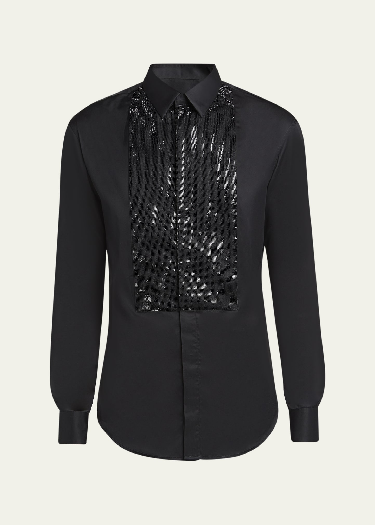 Giorgio Armani Men's Crystal Bib Front Cotton Dress Shirt