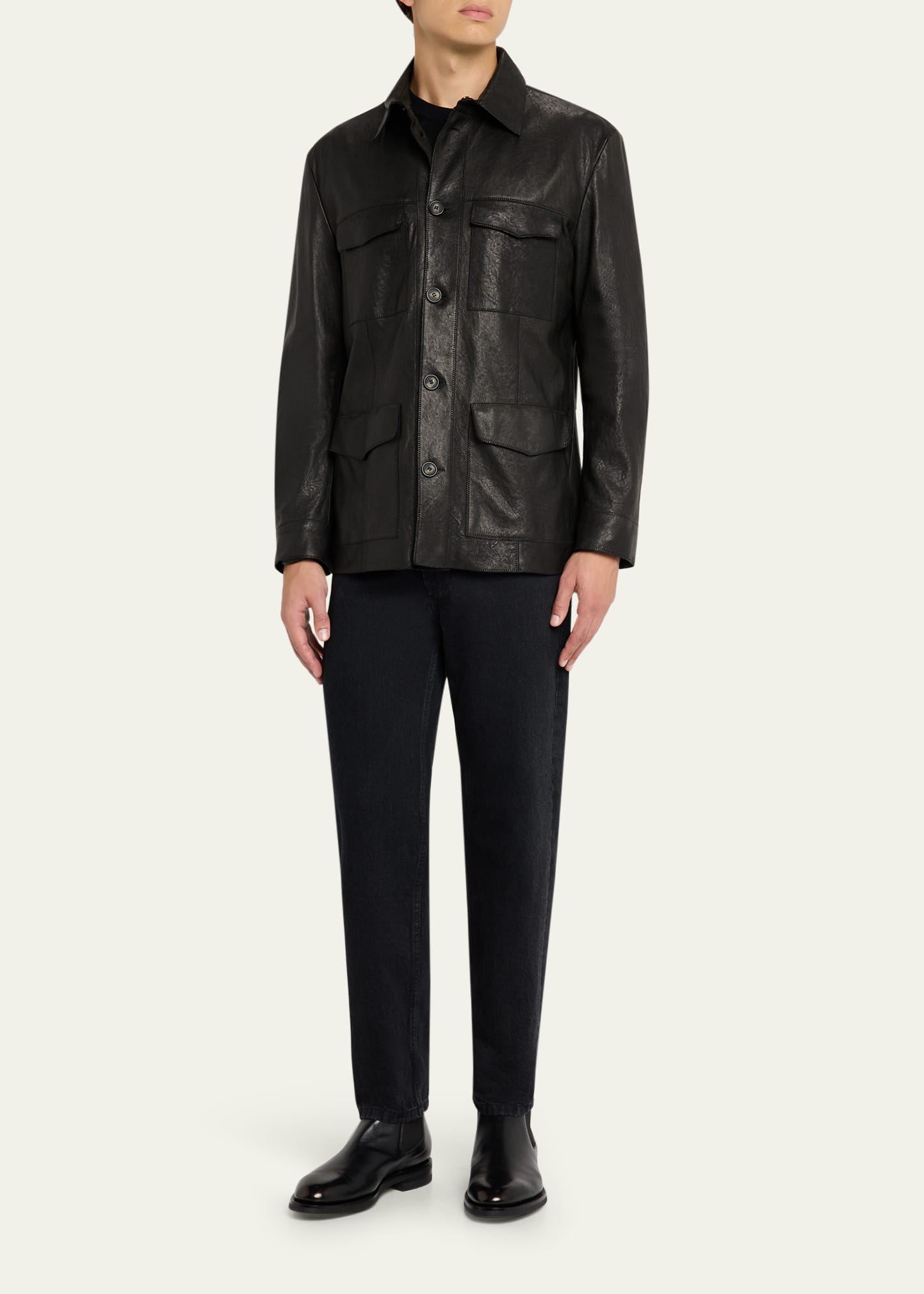 Giorgio Armani Men's Nappa Leather Safari Jacket - Bergdorf Goodman