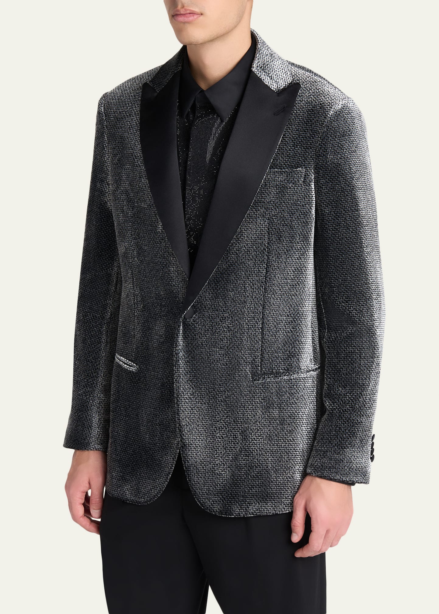 Giorgio Armani Men's Velvet-Effect Peak Lapel Dinner Jacket
