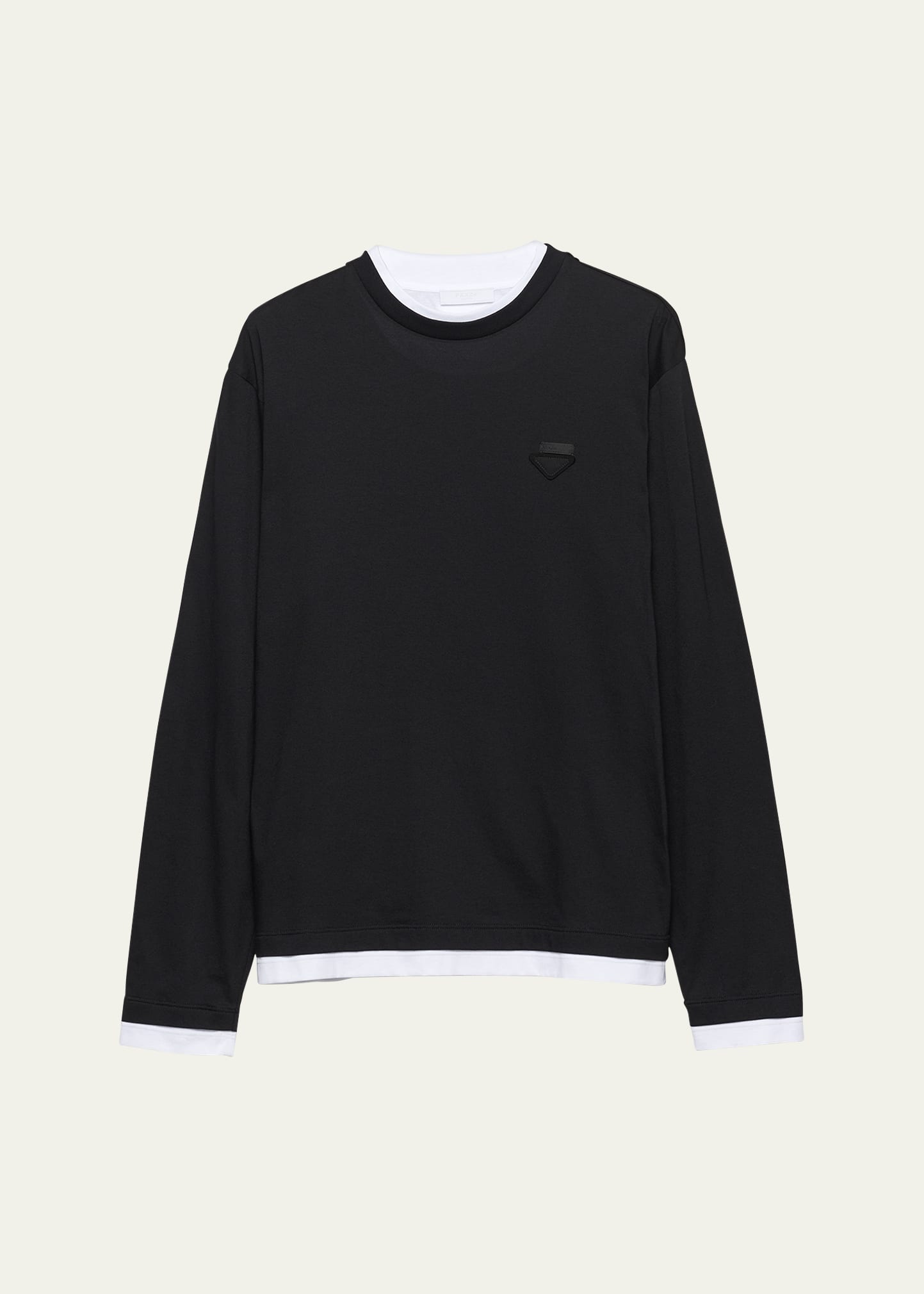 Prada Men's Tipped Cotton Long-Sleeve T-Shirt - Bergdorf Goodman
