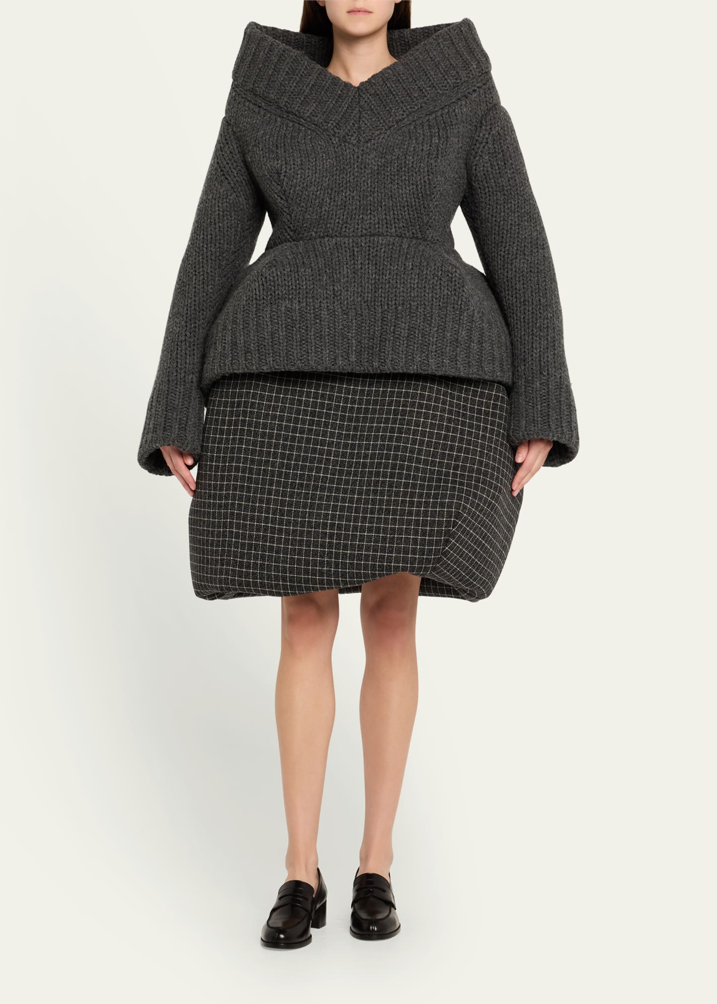 Marc Jacobs Runway Padded V-Neck Peplum Sweater - Bergdorf Goodman