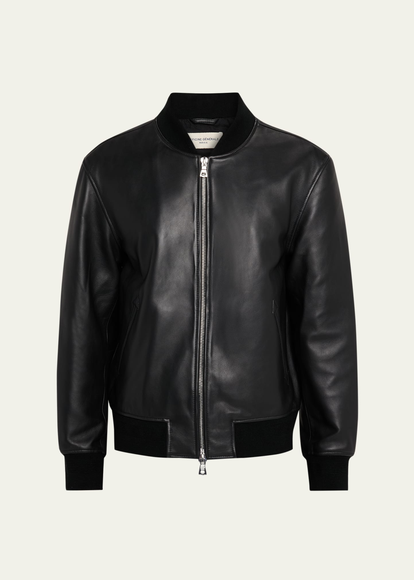 Officine Generaleレザージャケット Officine Generale Men's Christo Full-Zip Leather Bomber