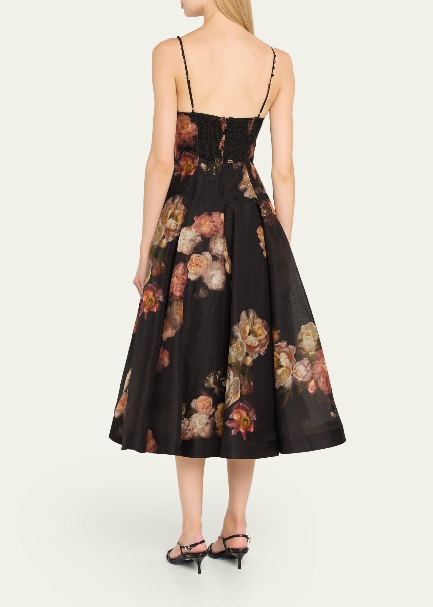 Zimmermann Floral Twist-Front Midi Dress - Bergdorf Goodman