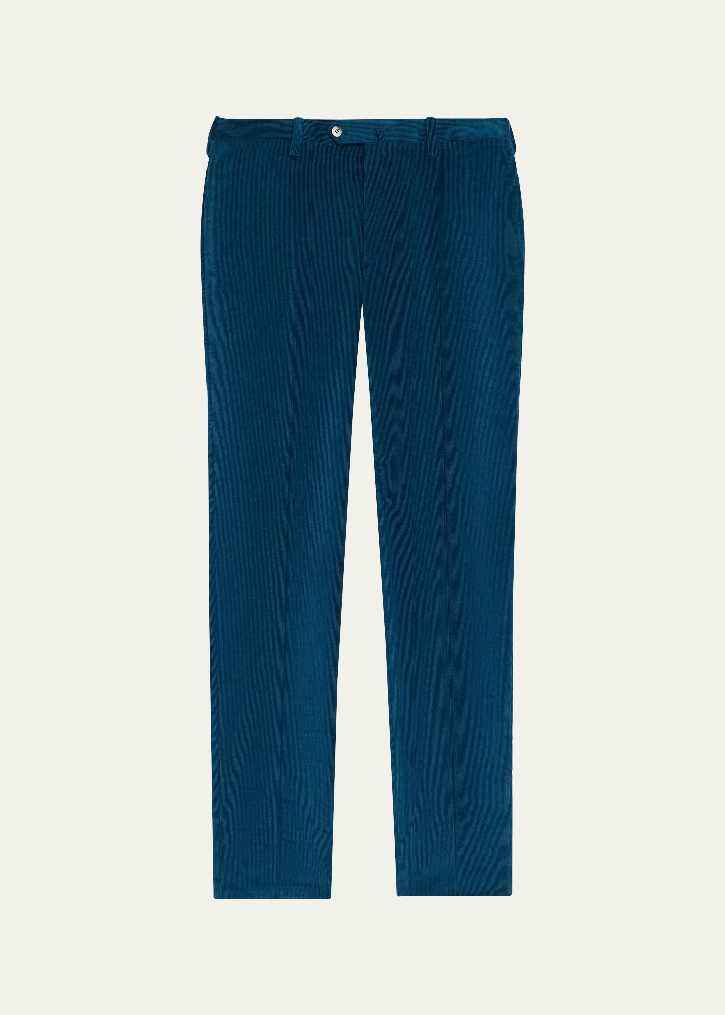 Cesare Attolini Men's Slim Corduroy Flat-Front Pants