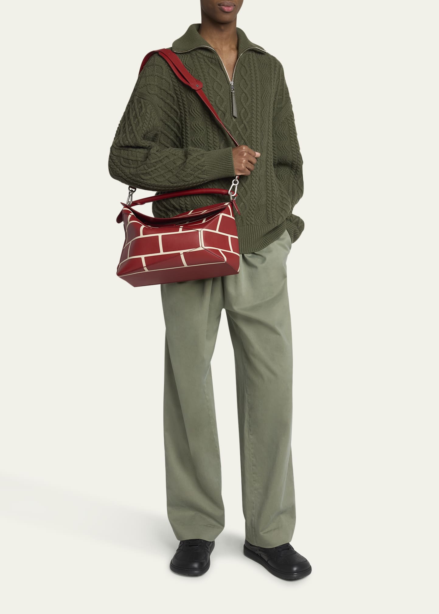 Loewe Men's Large Brick Leather Puzzle Edge Shoulder Bag