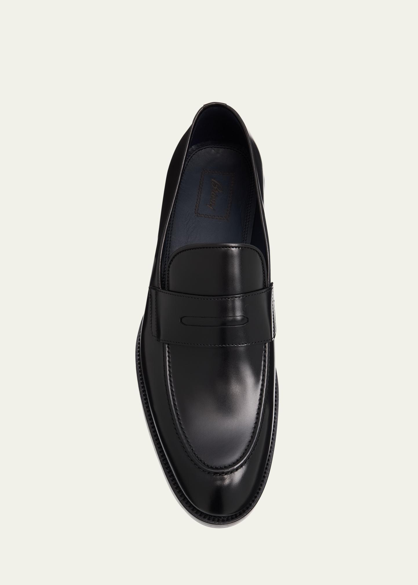 Brioni Black Leather Penny Loafers Square Moc Toe Slip On Dress Shoes Mens 9.5 Brioni Men main image 4