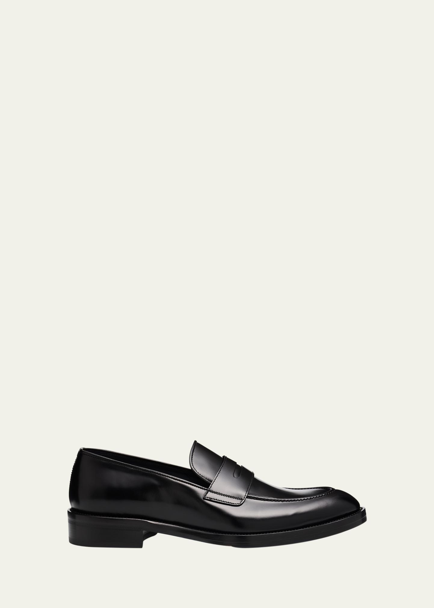 Brioni Black Leather Penny Loafers Square Moc Toe Slip On Dress Shoes Mens 9.5 Brioni Men main image 2