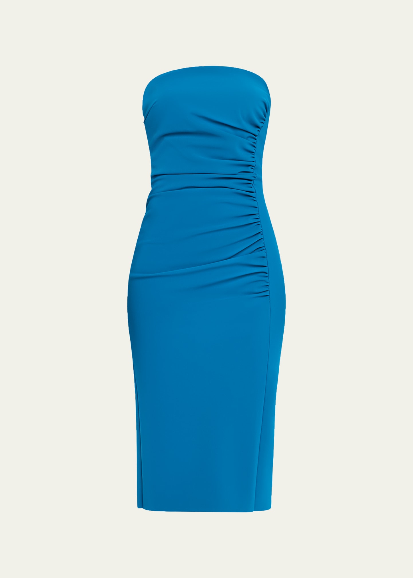Chiara Boni La Petite Robe Strapless Ruched Bodycon Midi Dress, Teal, Women's, 16, Petites Petite Dresses & Jumpsuits