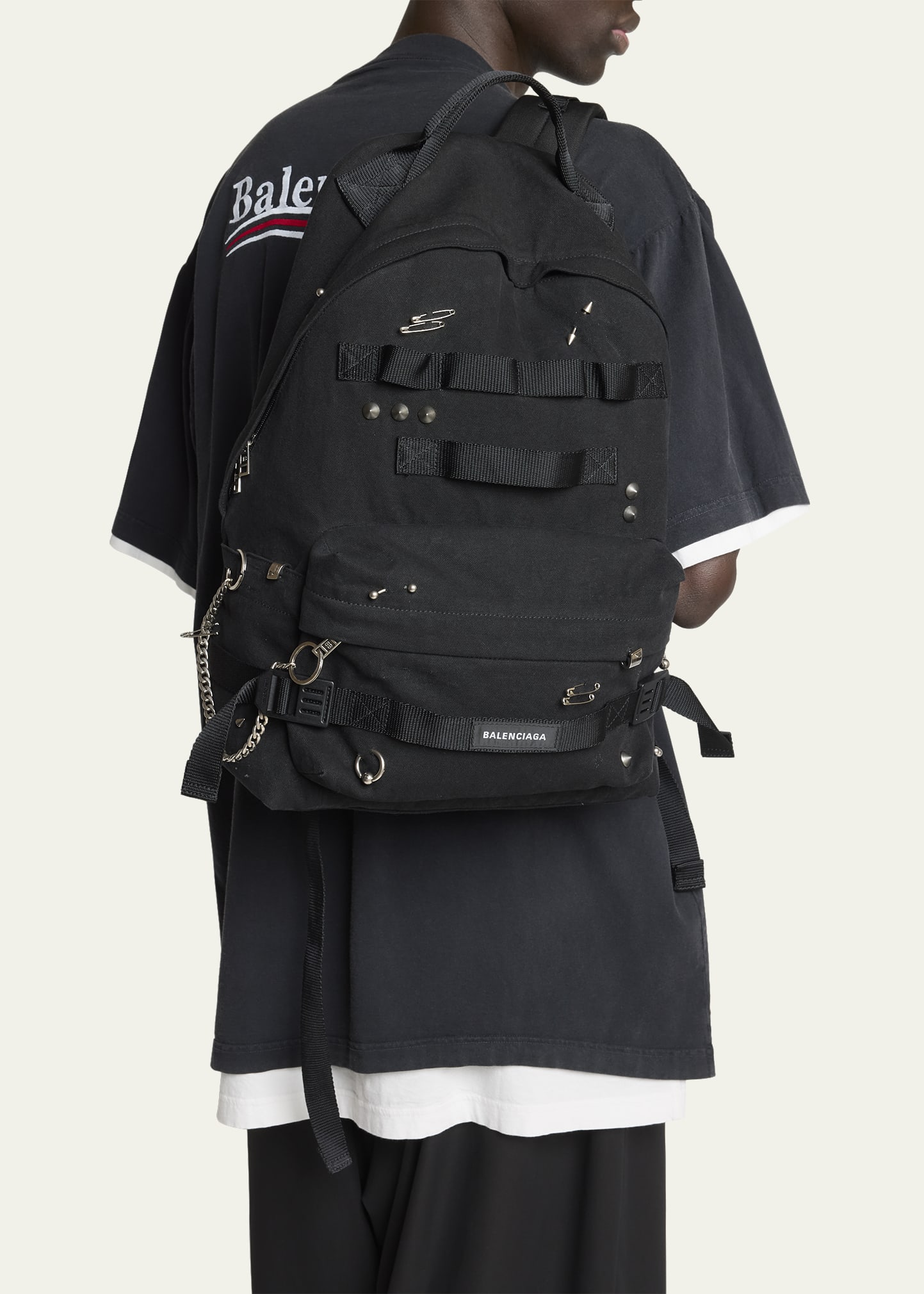 Balenciaga Men's Army Pierced Canvas Backpack - Bergdorf Goodman