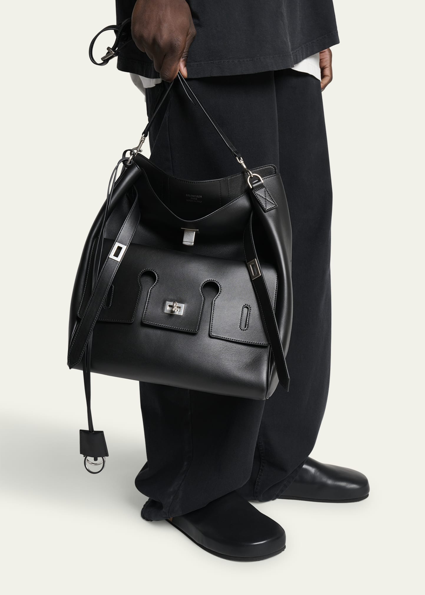 Balenciaga Men's Bel Air Leather Hobo Messenger Bag