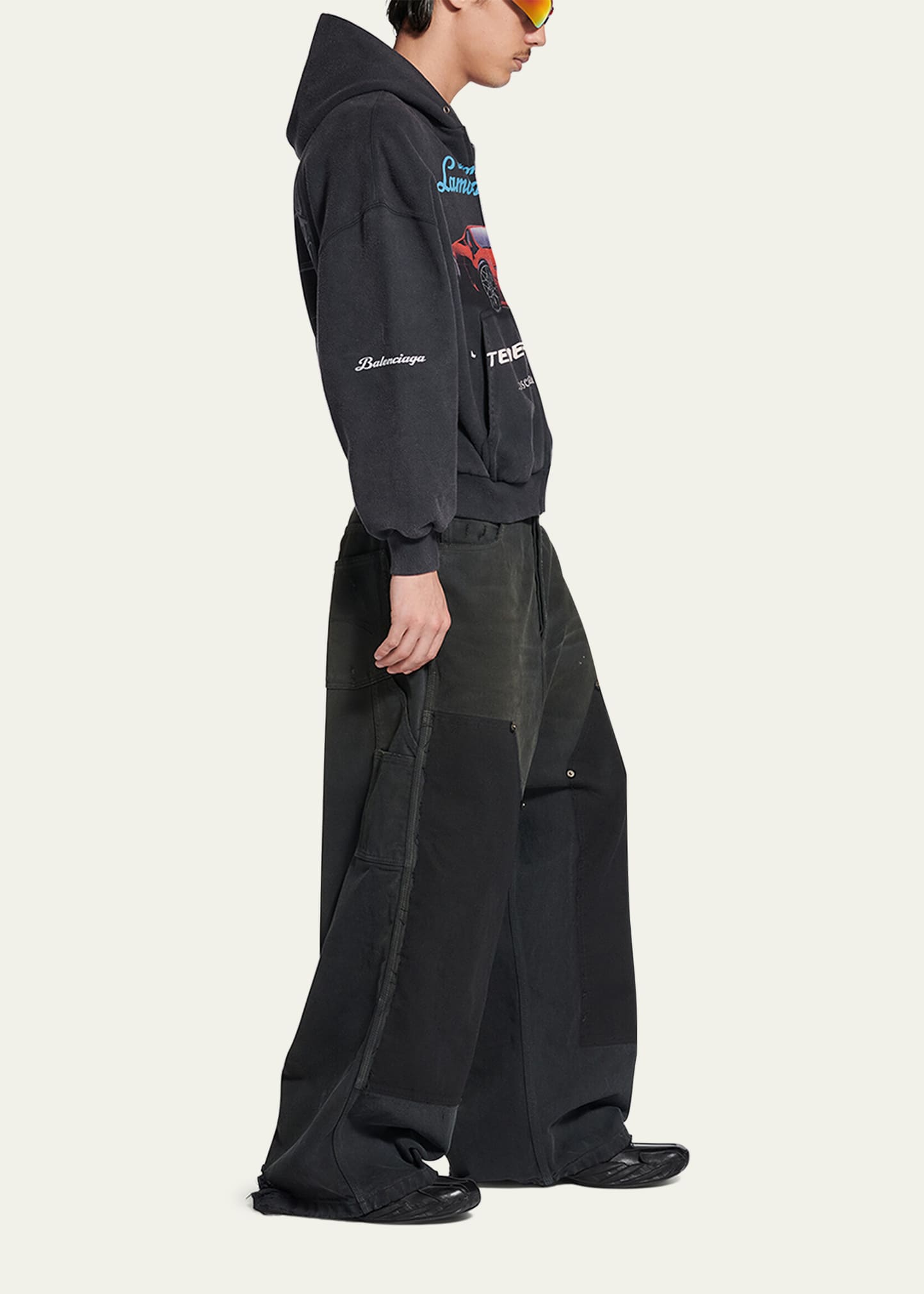 Balenciaga Men's Distressed Wide-Leg Carpenter Pants - Bergdorf