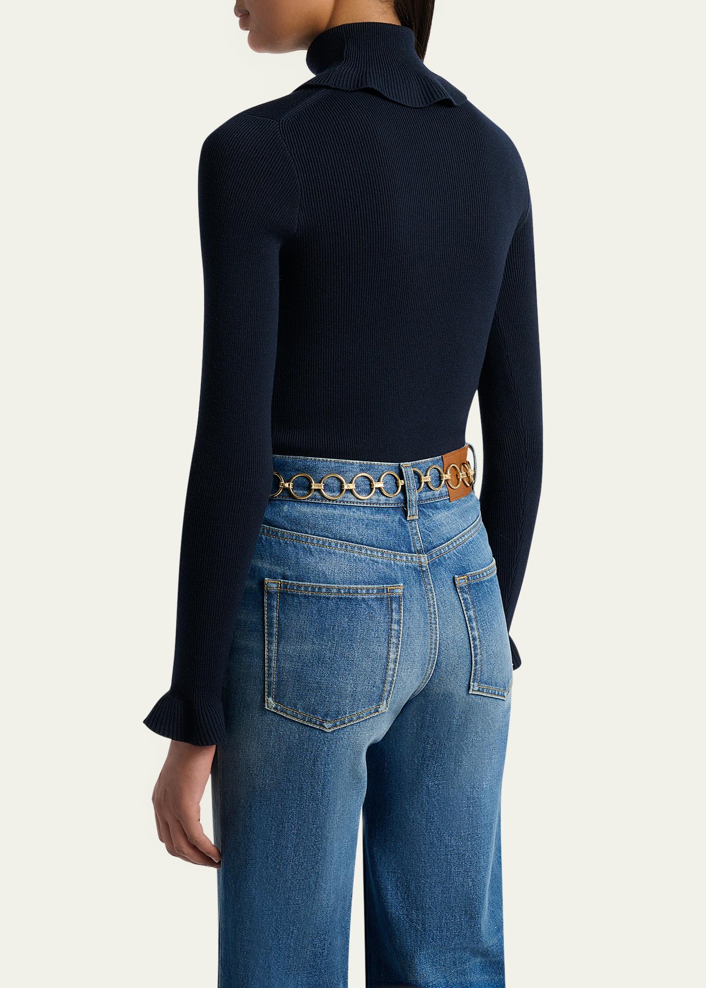 Chloe Ruffle Frill Rib Knit Sweater - Bergdorf Goodman