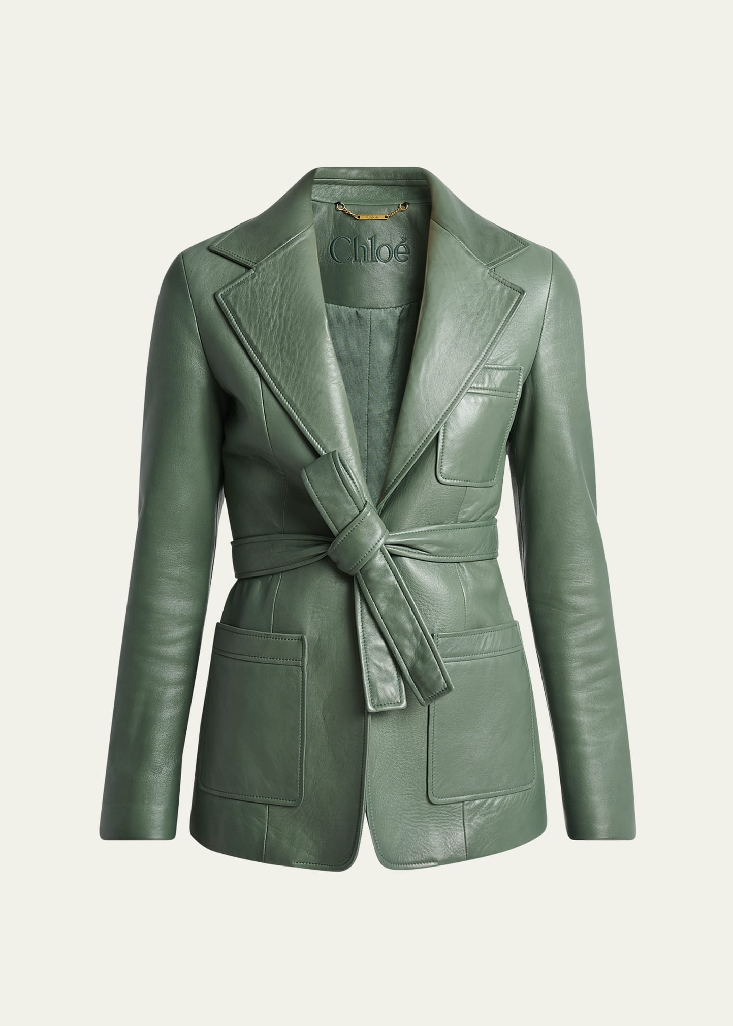 Chloe Slouch Leather Belted Single-Breasted Jacket - Bergdorf Goodman