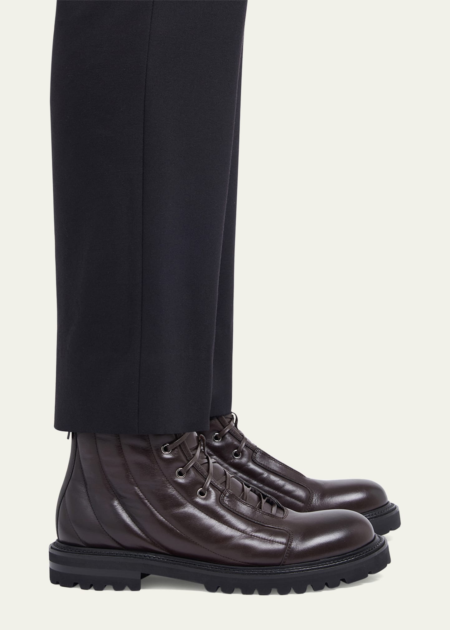 Giorgio Armani Men's Quilted Leather Lace-Up Boots - Bergdorf Goodman