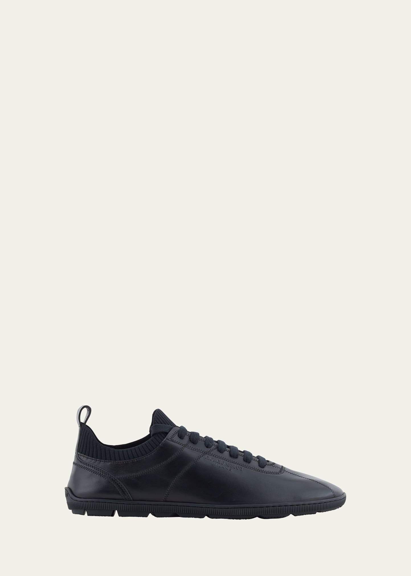 Giorgio Armani Men's Leather Knit-Lining Low-Top Sneakers