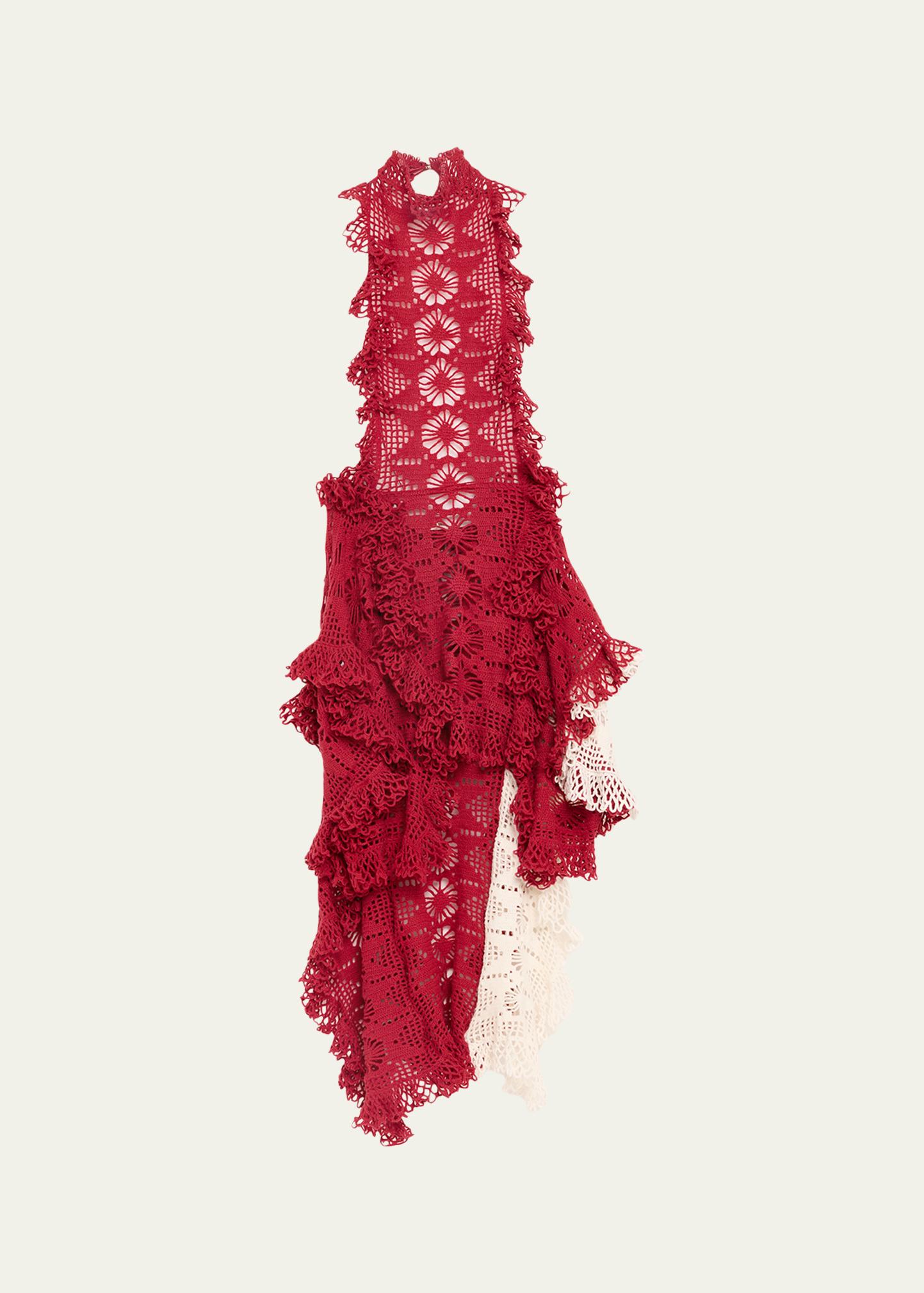 cata halter ruffle knit mini dress Diotima Spade Crochet Backless luxury wedding outfits lahore