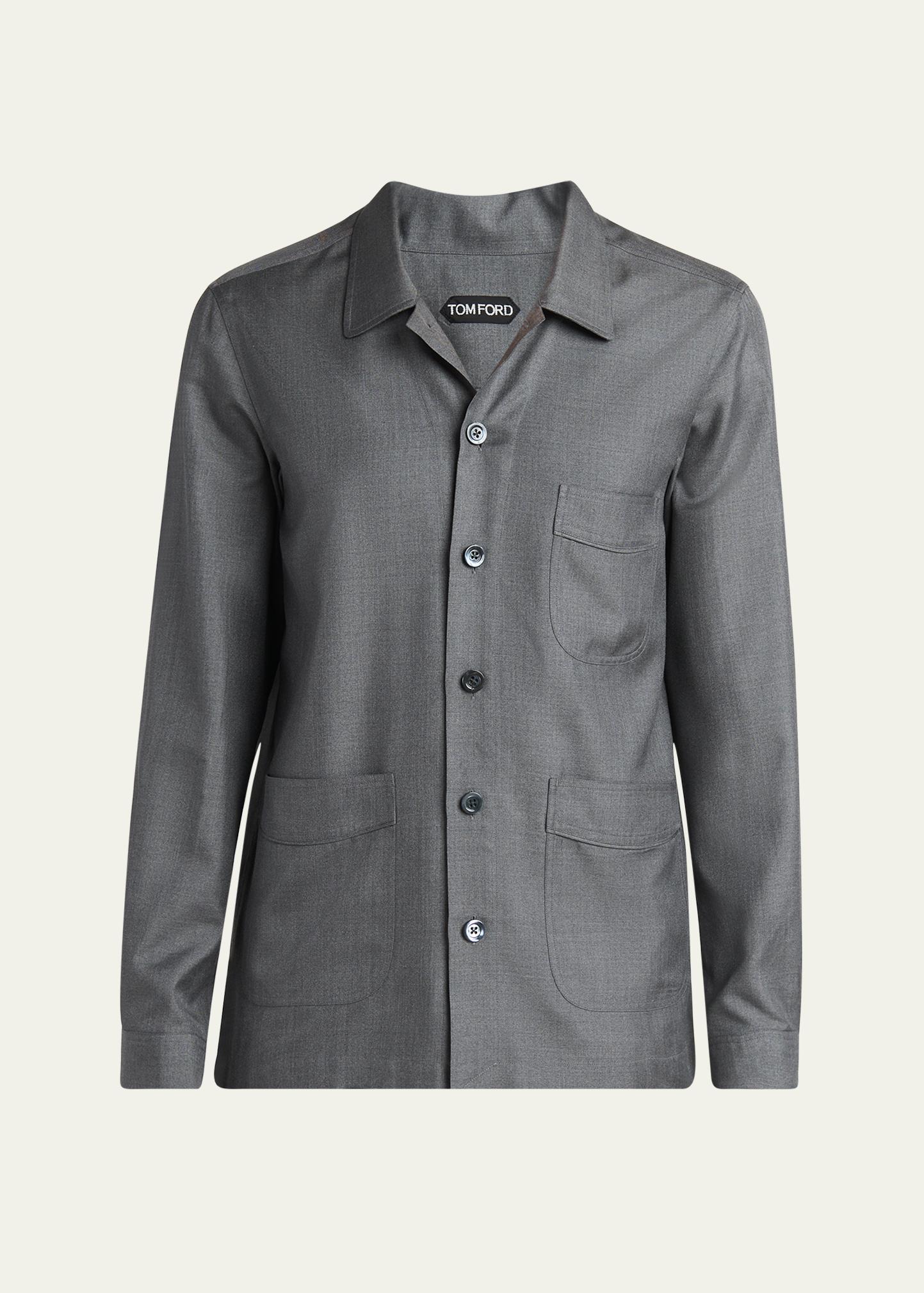 Tom Ford Men's Dyed Yarn Silk Melange Light Shirt
