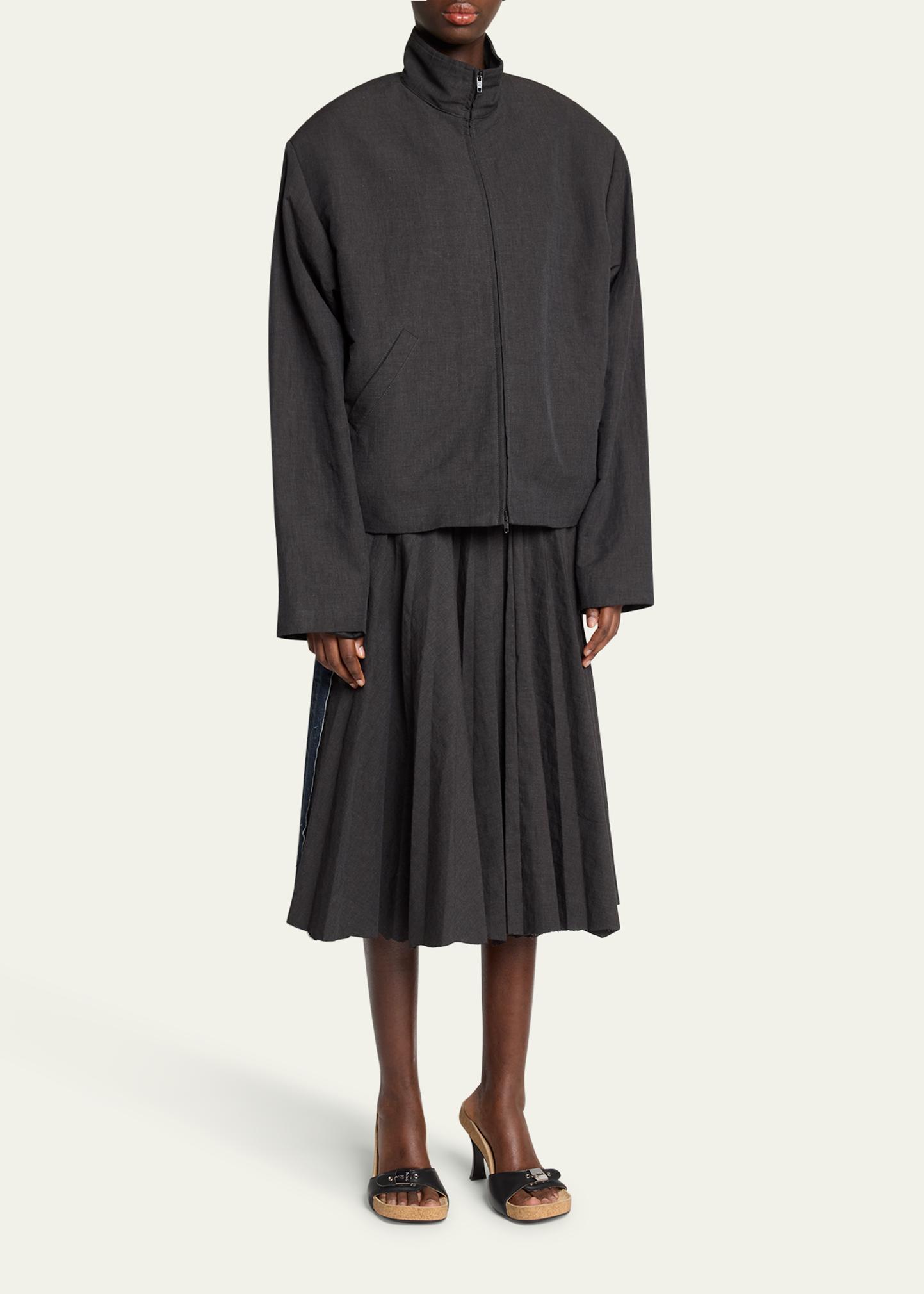 Balenciaga Hybrid Pleated Denim Midi Skirt - Bergdorf Goodman