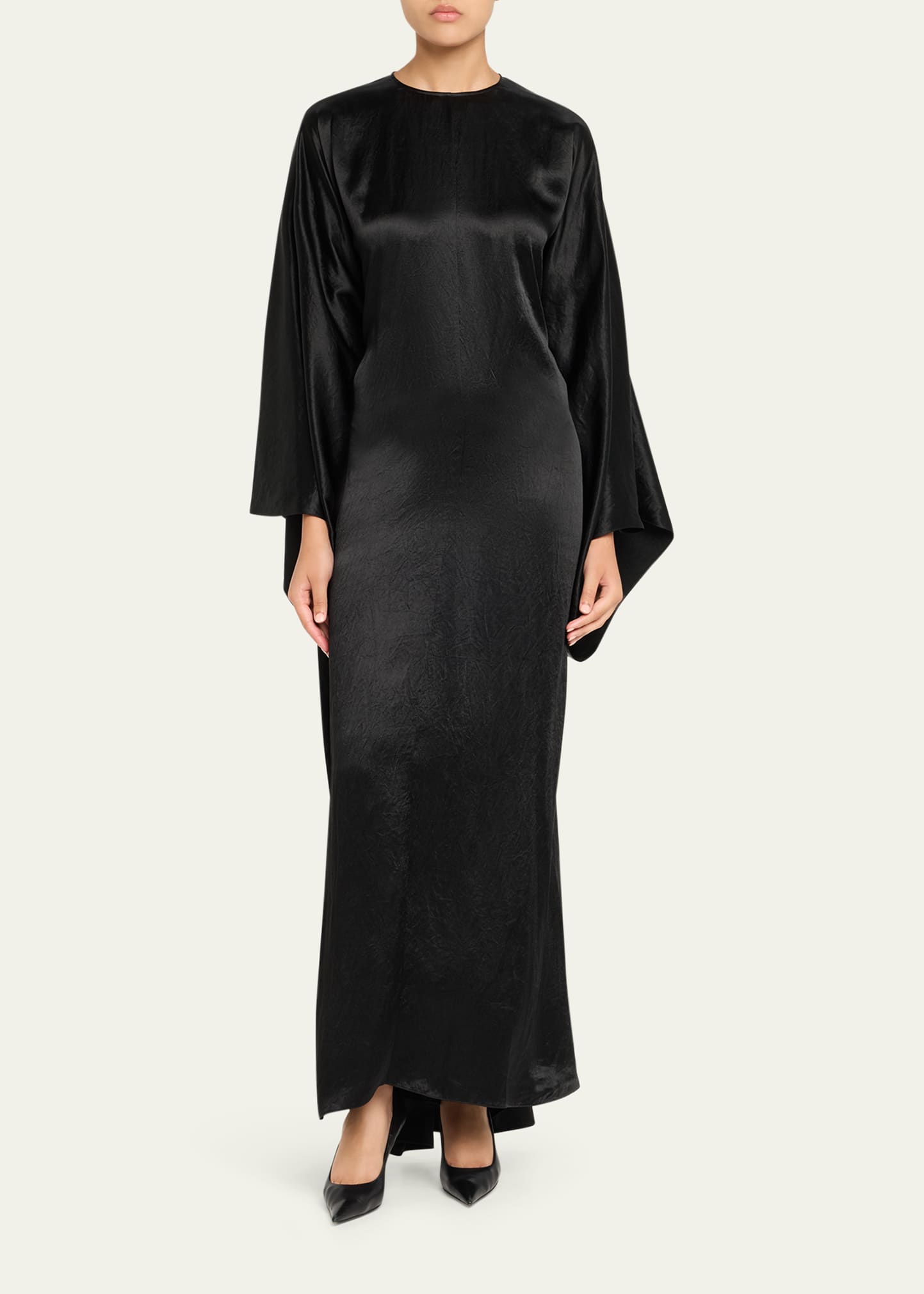 balenciaga satin dress Balenciaga Satin Long-Sleeve Maxi Dress