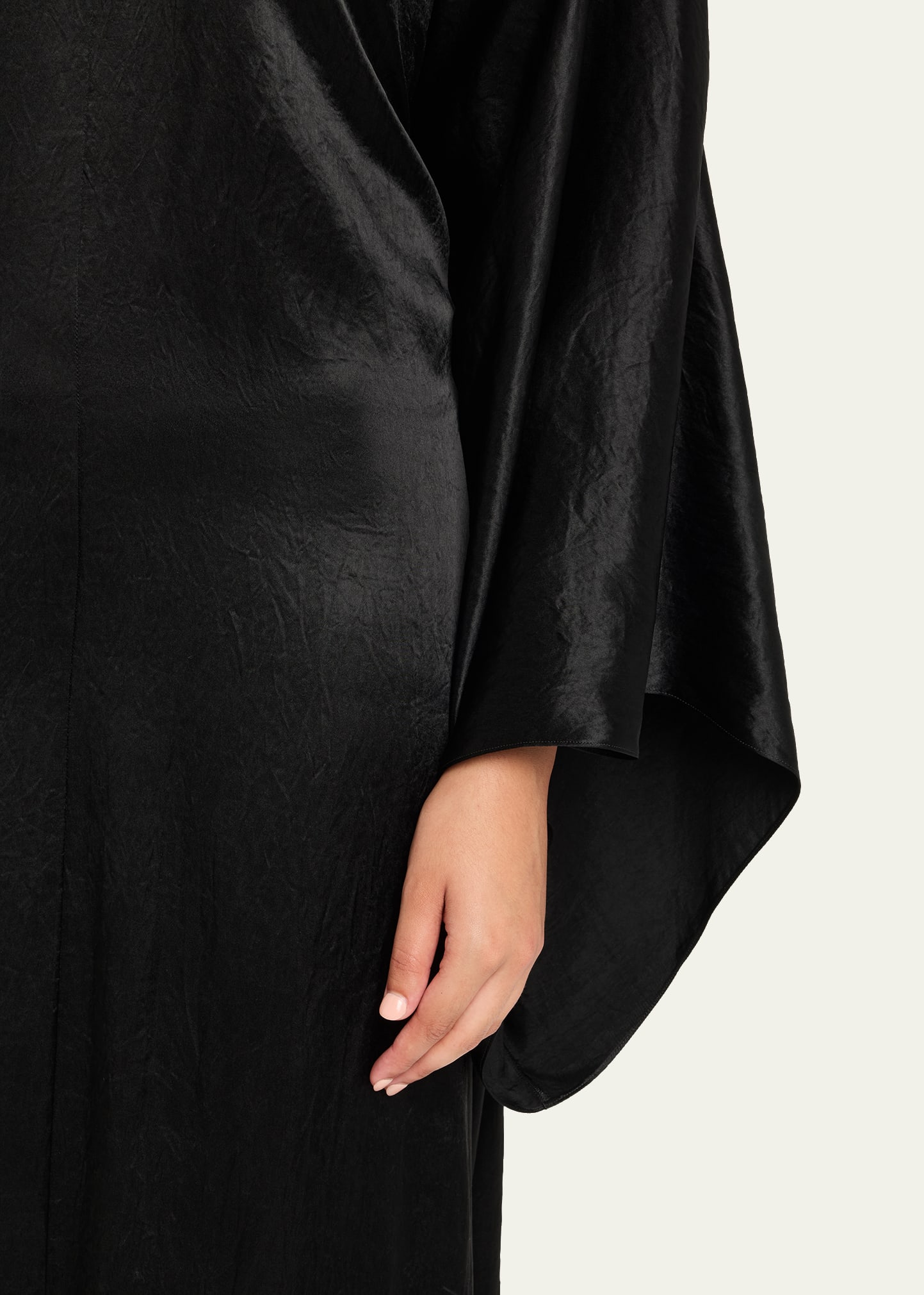 Balenciaga Satin Long-Sleeve Maxi Dress - Black