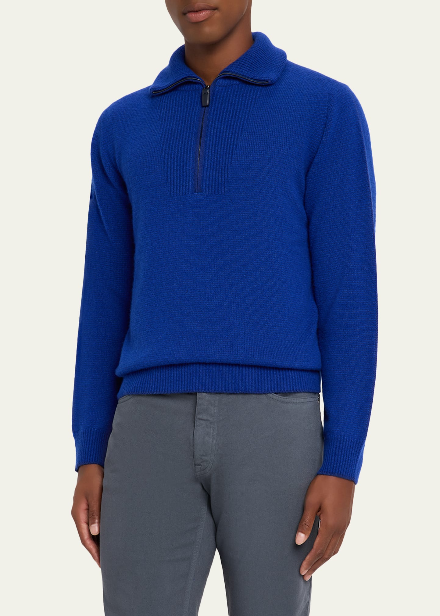 Brioni Men's Cashmere and Silk Knit Half-Zip Sweater - Bergdorf