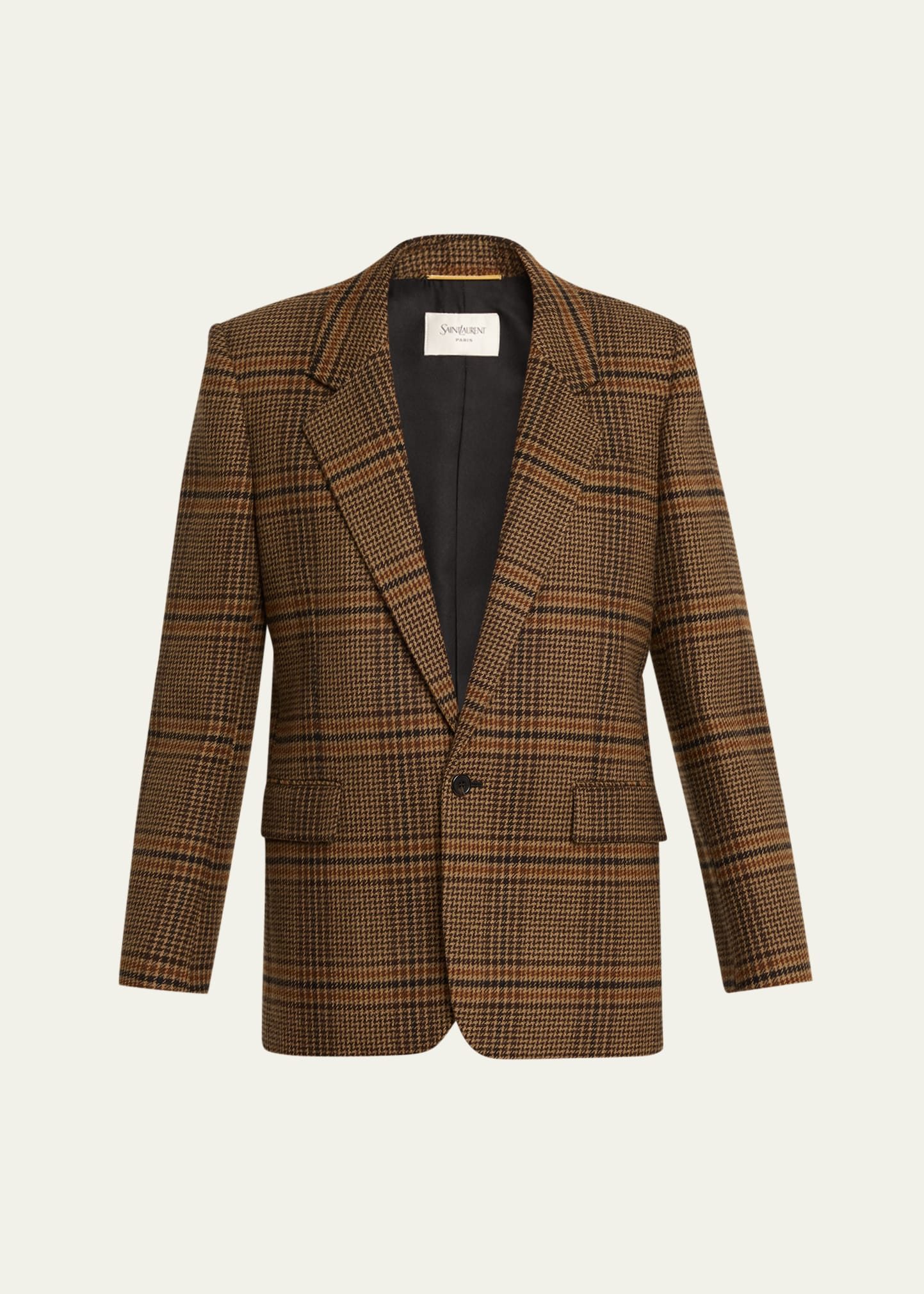 Saint Laurent Oversized Check Single-Breasted Blazer Jacket