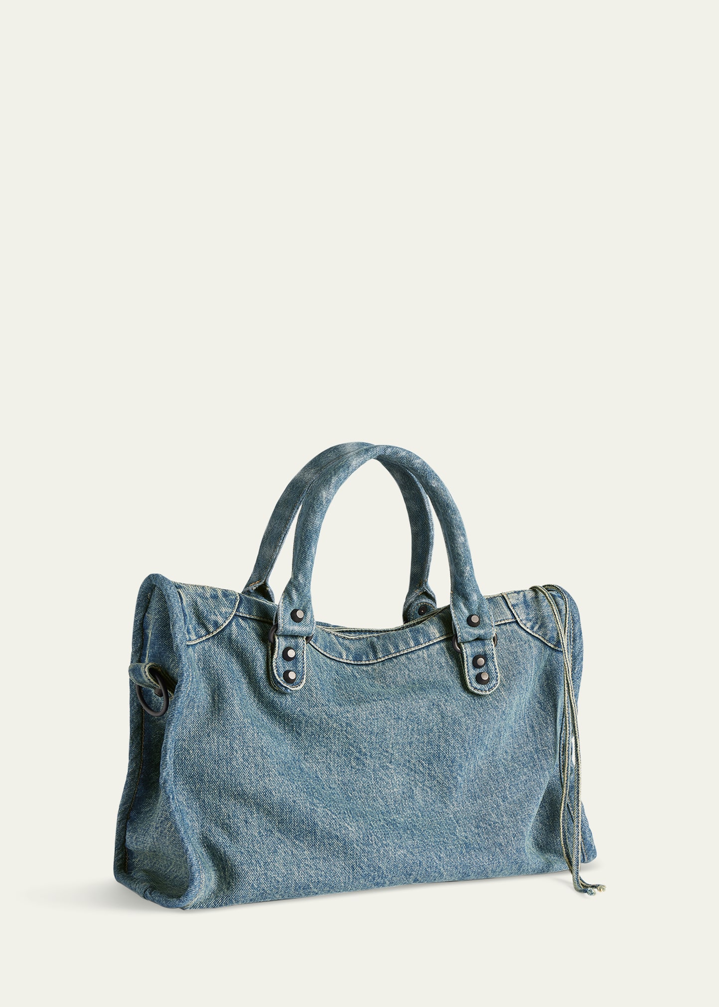 Balenciaga Le City Medium Washed Denim Shoulder Bag - Bergdorf Goodman