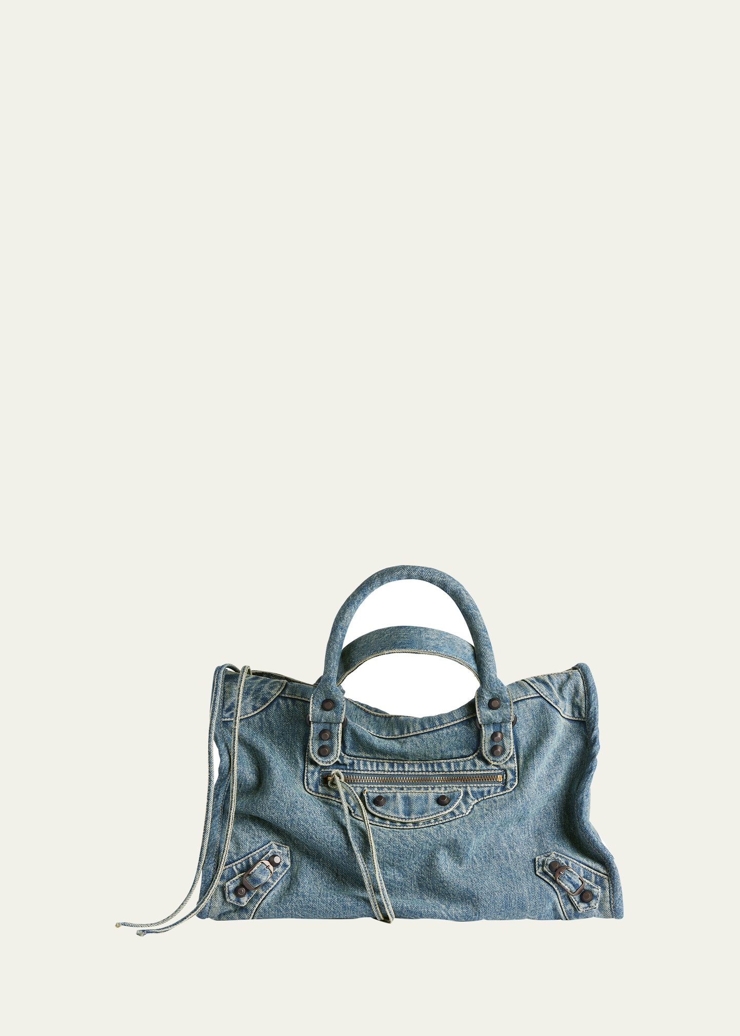 Balenciaga Le City Medium Washed Denim Shoulder Bag - Bergdorf Goodman