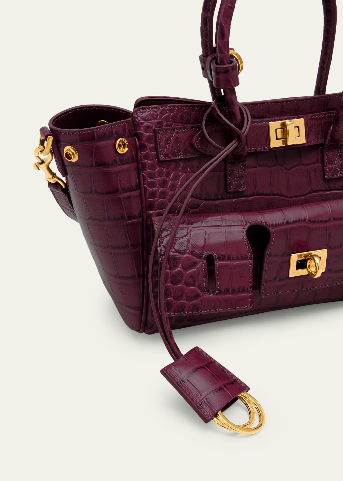 Balenciaga Bel Air Mini Croc-Embossed Leather Crossbody Bag