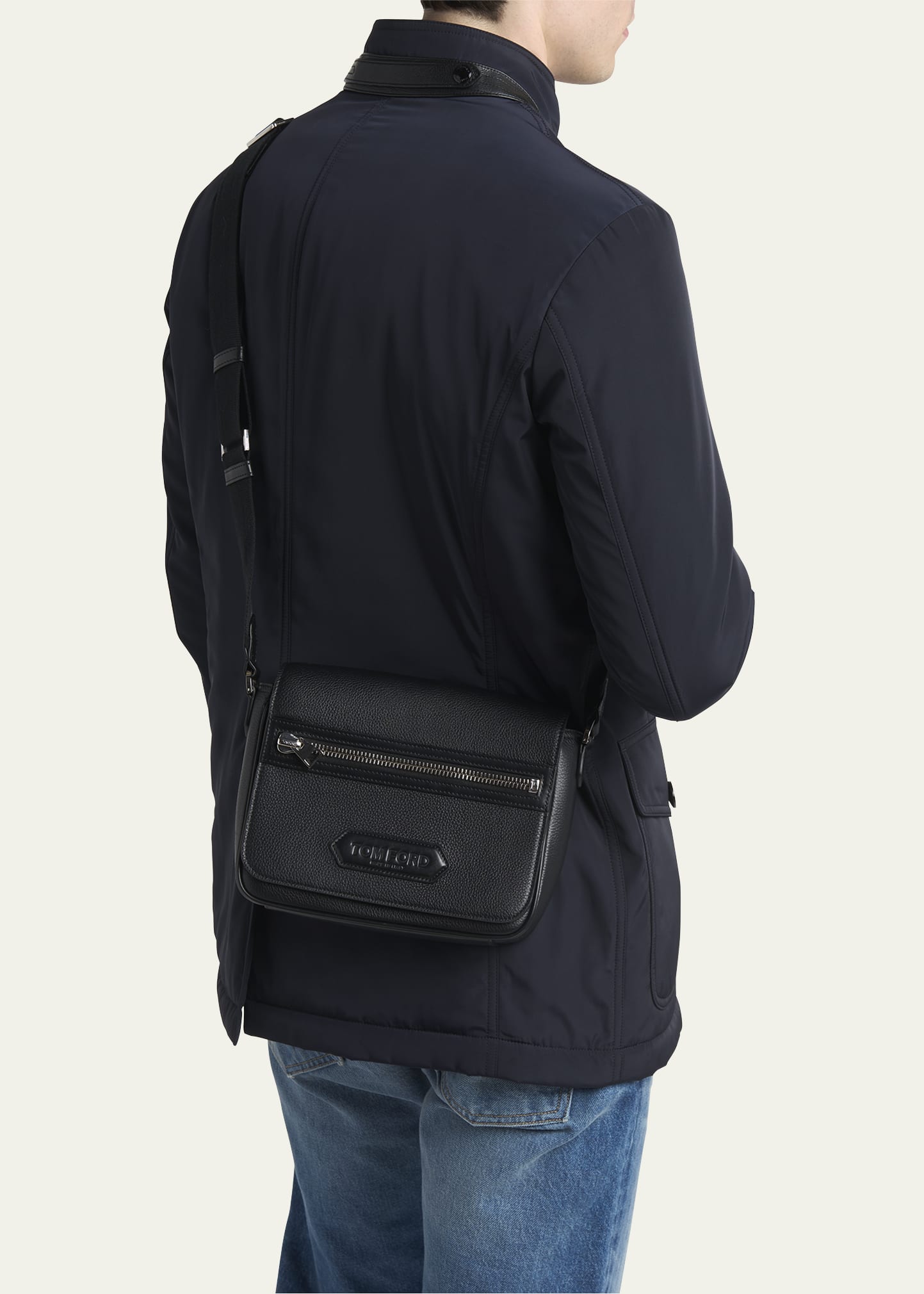 TOM FORD Men's Monarch Grained Leather Messenger Bag - Bergdorf