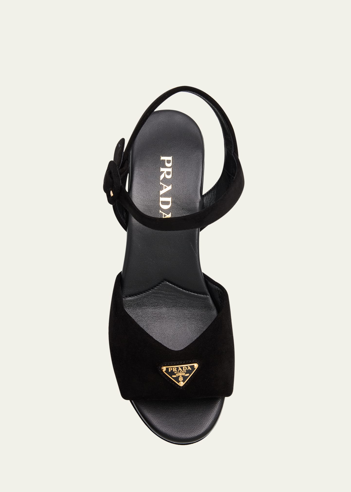 Prada Suede Triangle Logo Platform Sandals - Bergdorf Goodman