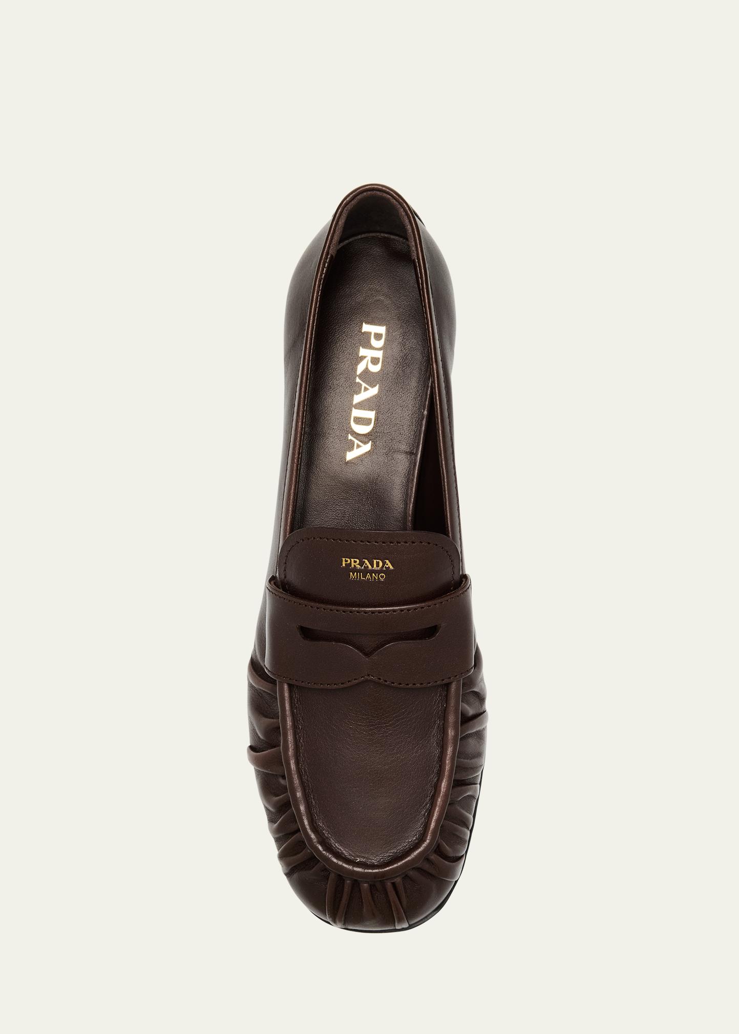 Prada Ruched Leather Loafers - Bergdorf Goodman