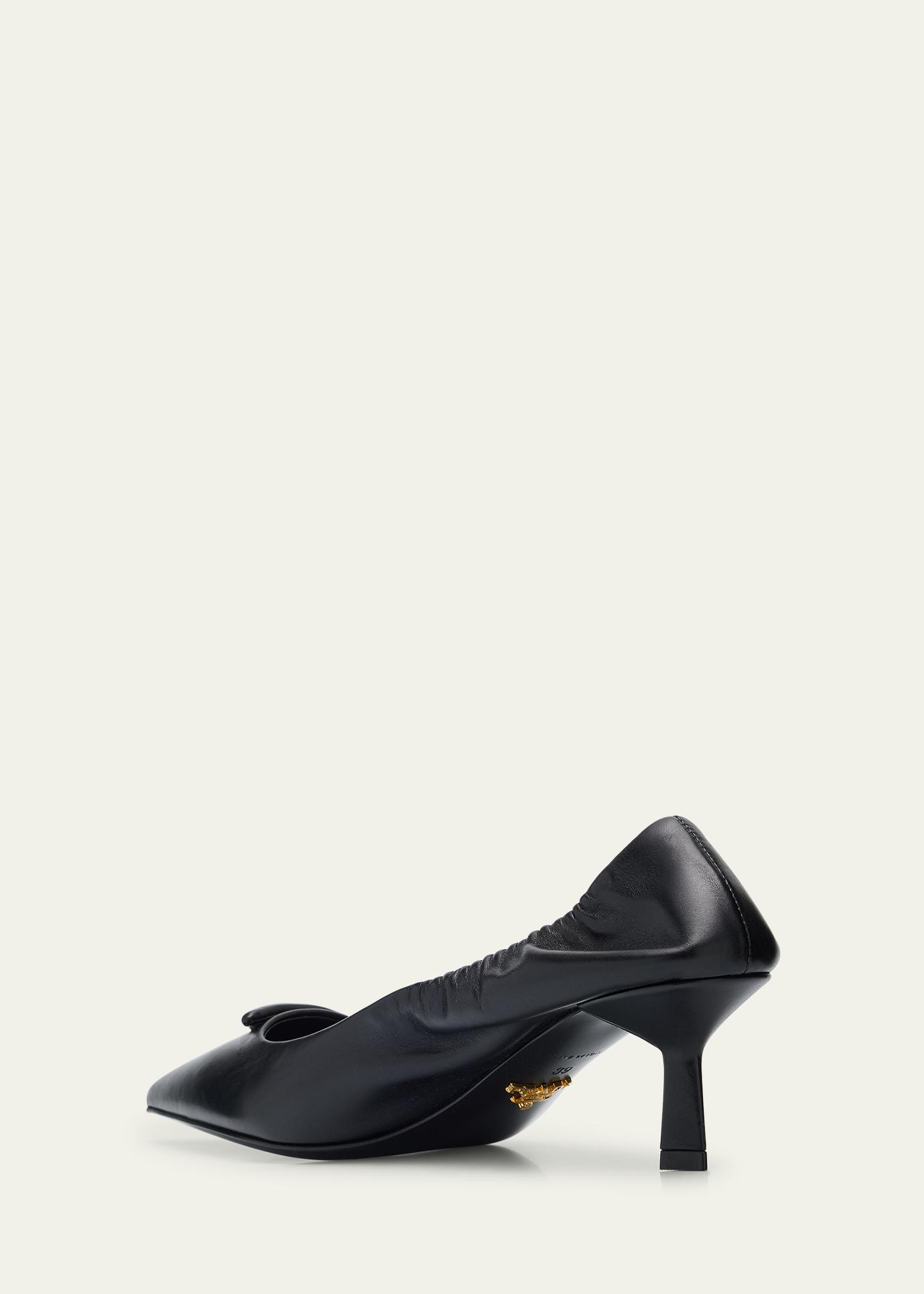 Prada Triangle Logo Leather Pumps - Bergdorf Goodman
