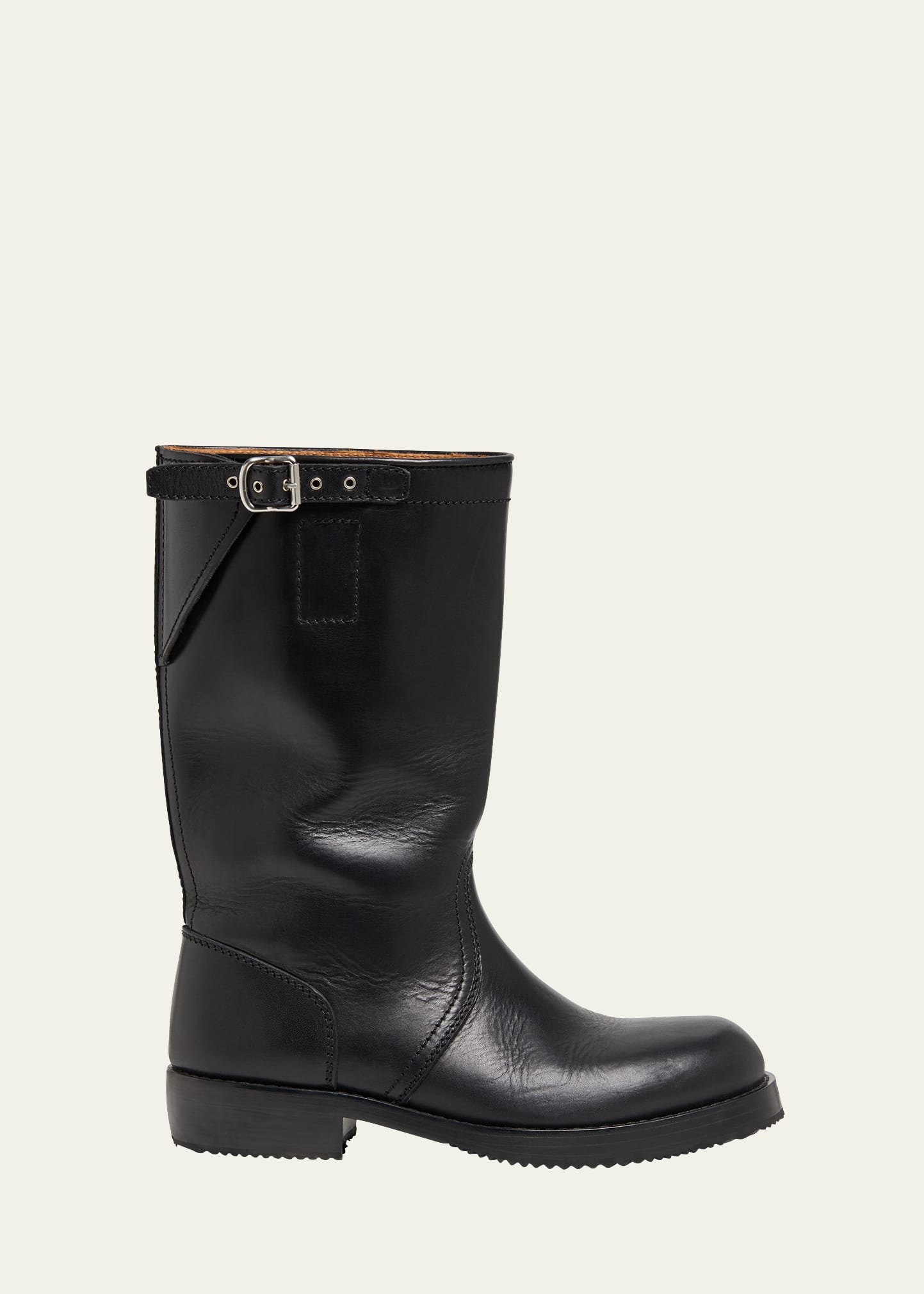 Dries Van Noten Men's Leather Side-Buckle Moto Boots - Bergdorf