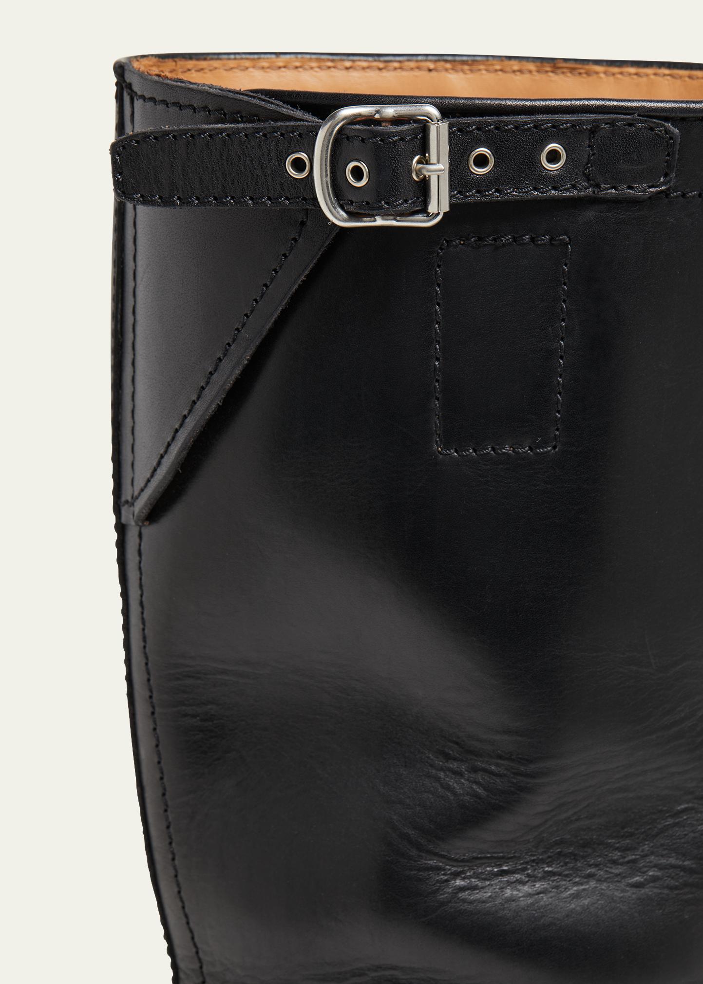 Dries Van Noten Men's Leather Side-Buckle Moto Boots - Bergdorf