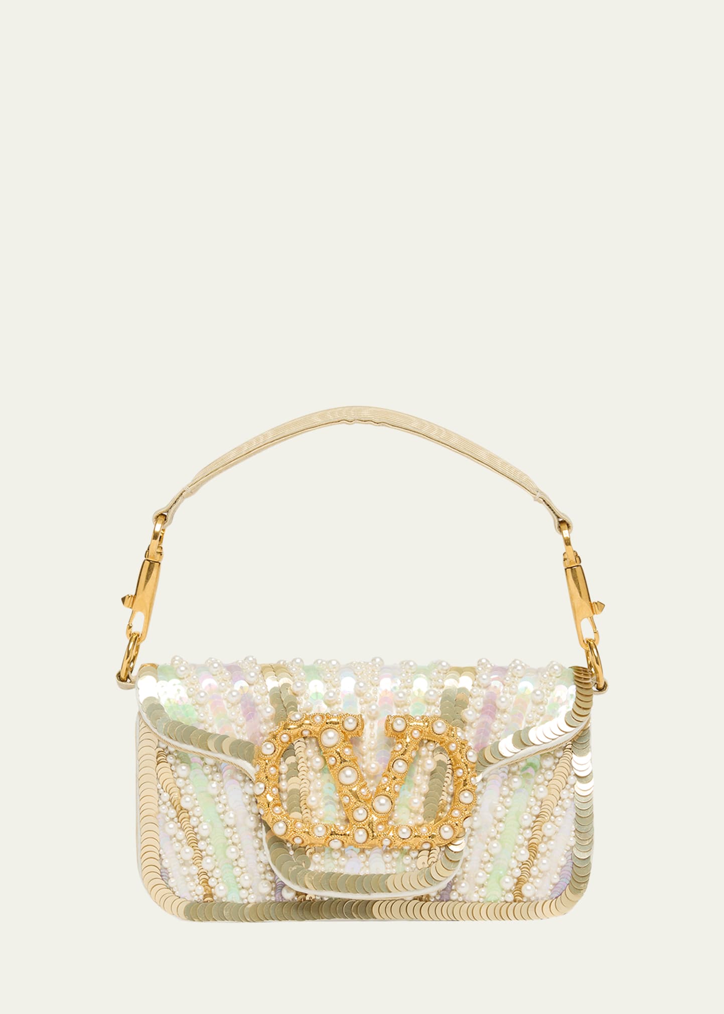 Valentino Garavani Loco Sequin-Embroidered Moire Top-Handle Bag