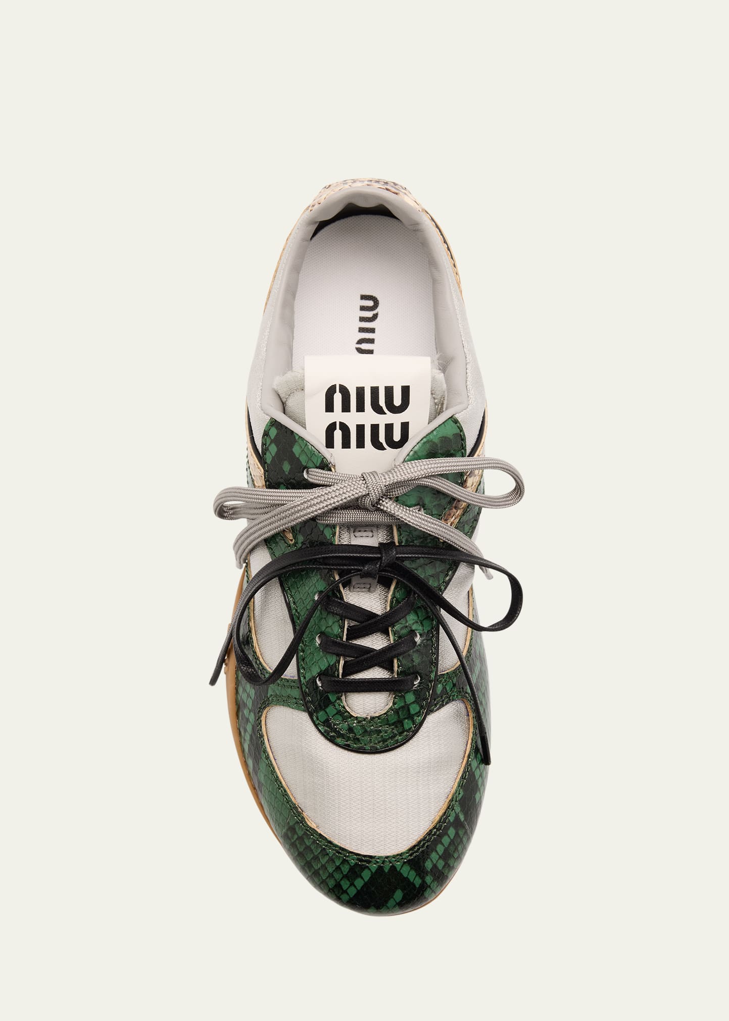 MIU MIUページ Miu Miu Gymnasium Technical Fabric and Python Low-Top Sneakers