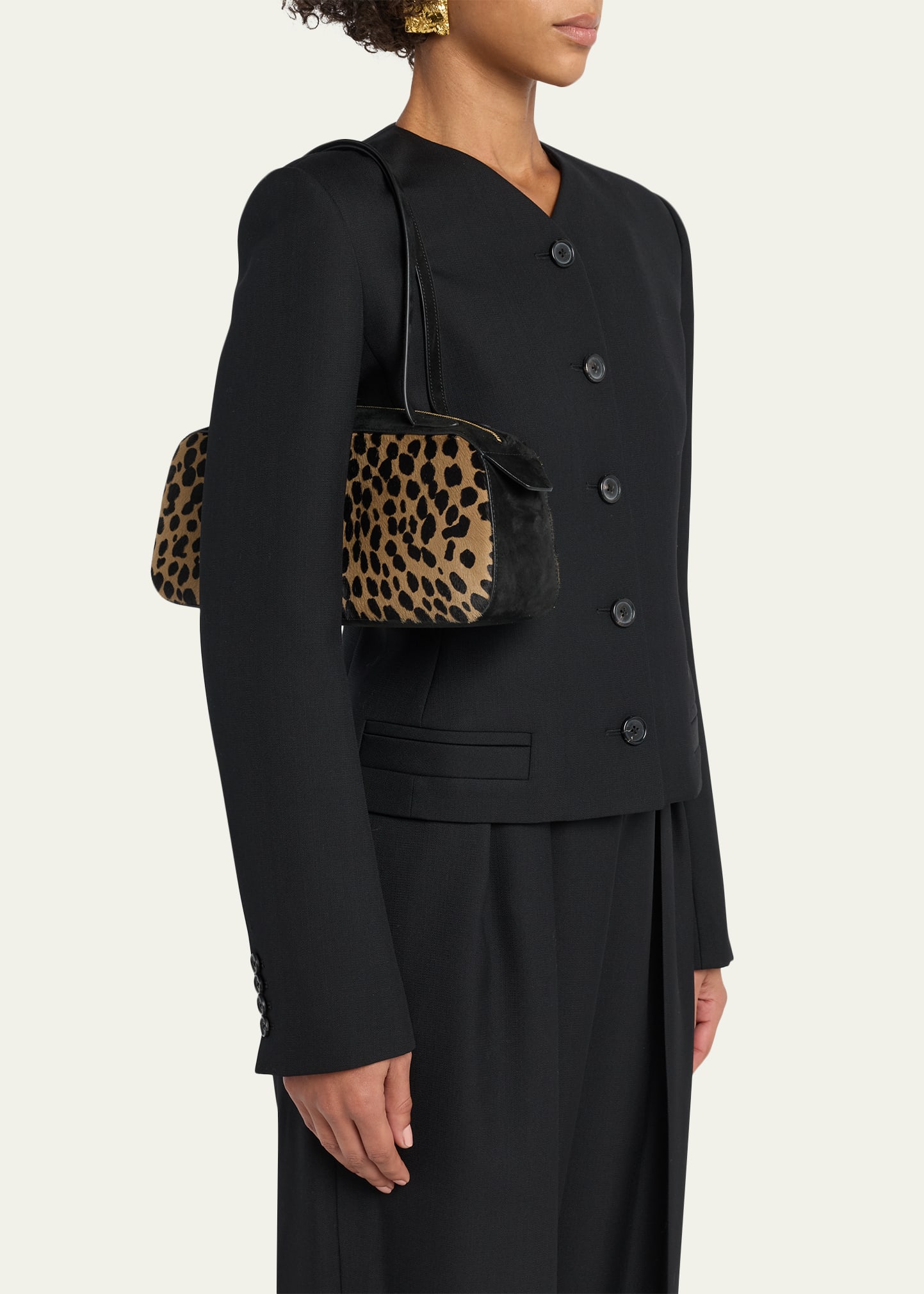 Khaite Simona Hyena-Print Calf Hair Shoulder Bag - Bergdorf Goodman