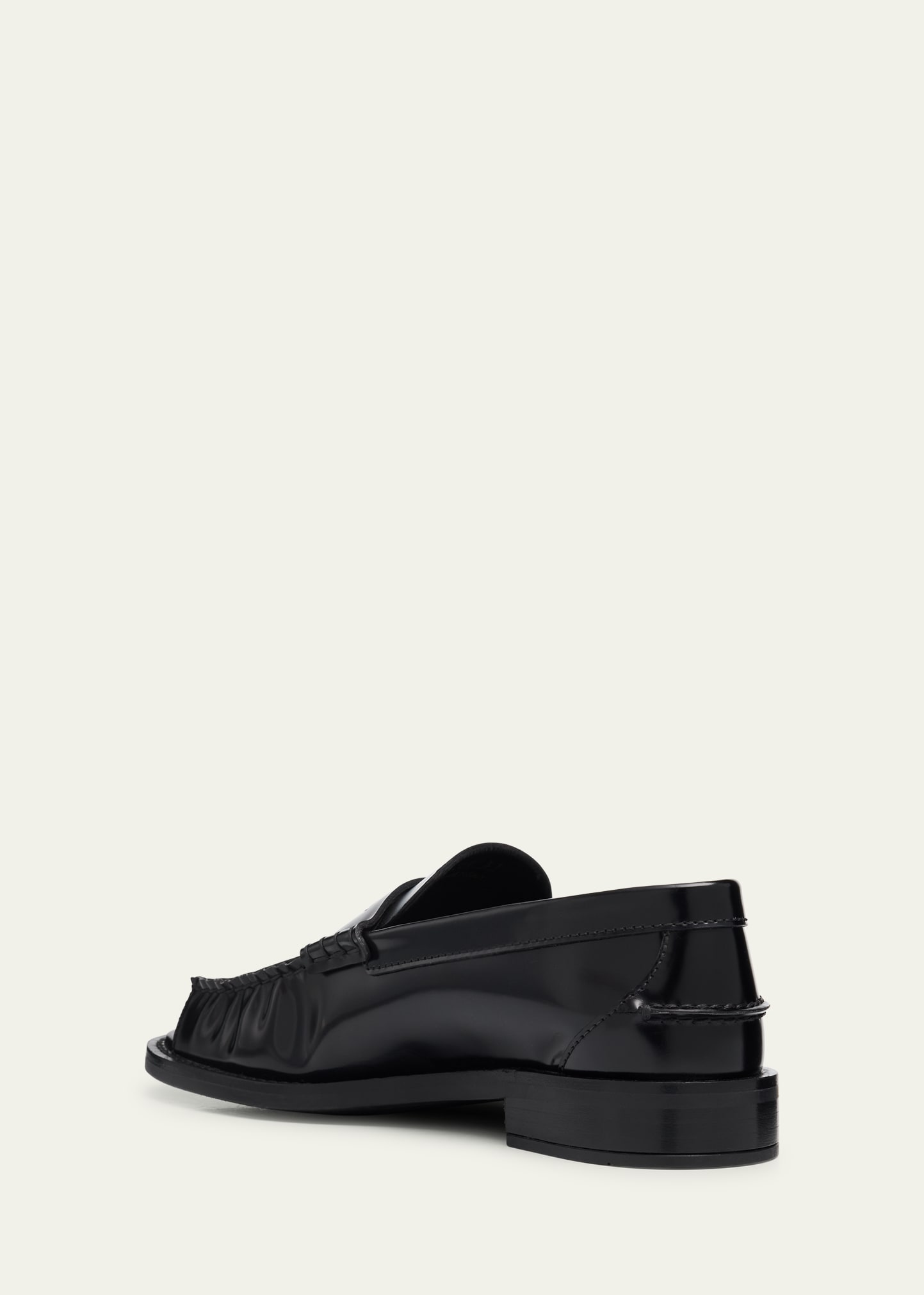 専用Prada Black Square Toe Leather Loafers Prada Leather Ruched Cutout Loafers - Bergdorf Goodman