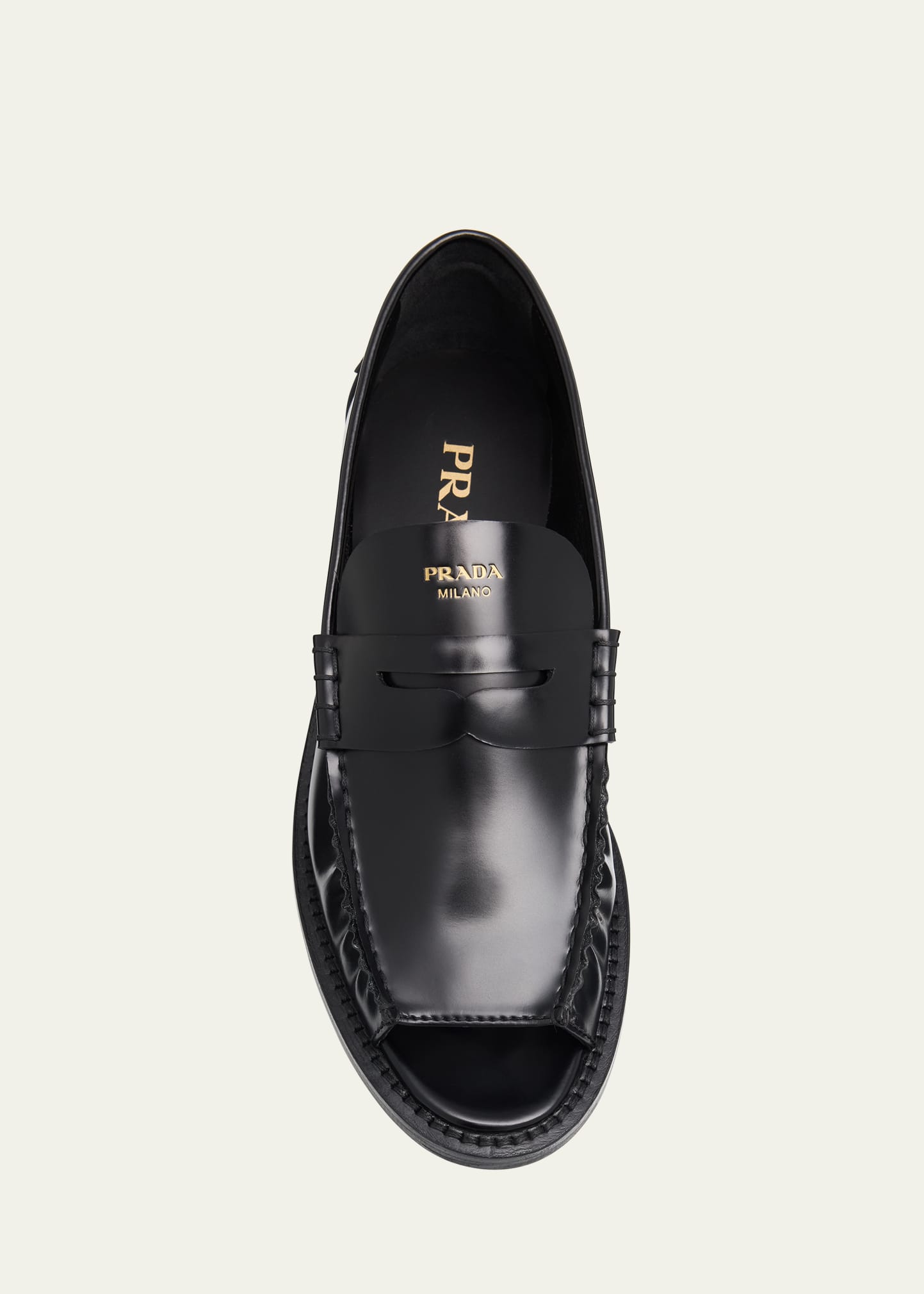 Prada Leather Ruched Cutout Loafers - Bergdorf Goodman