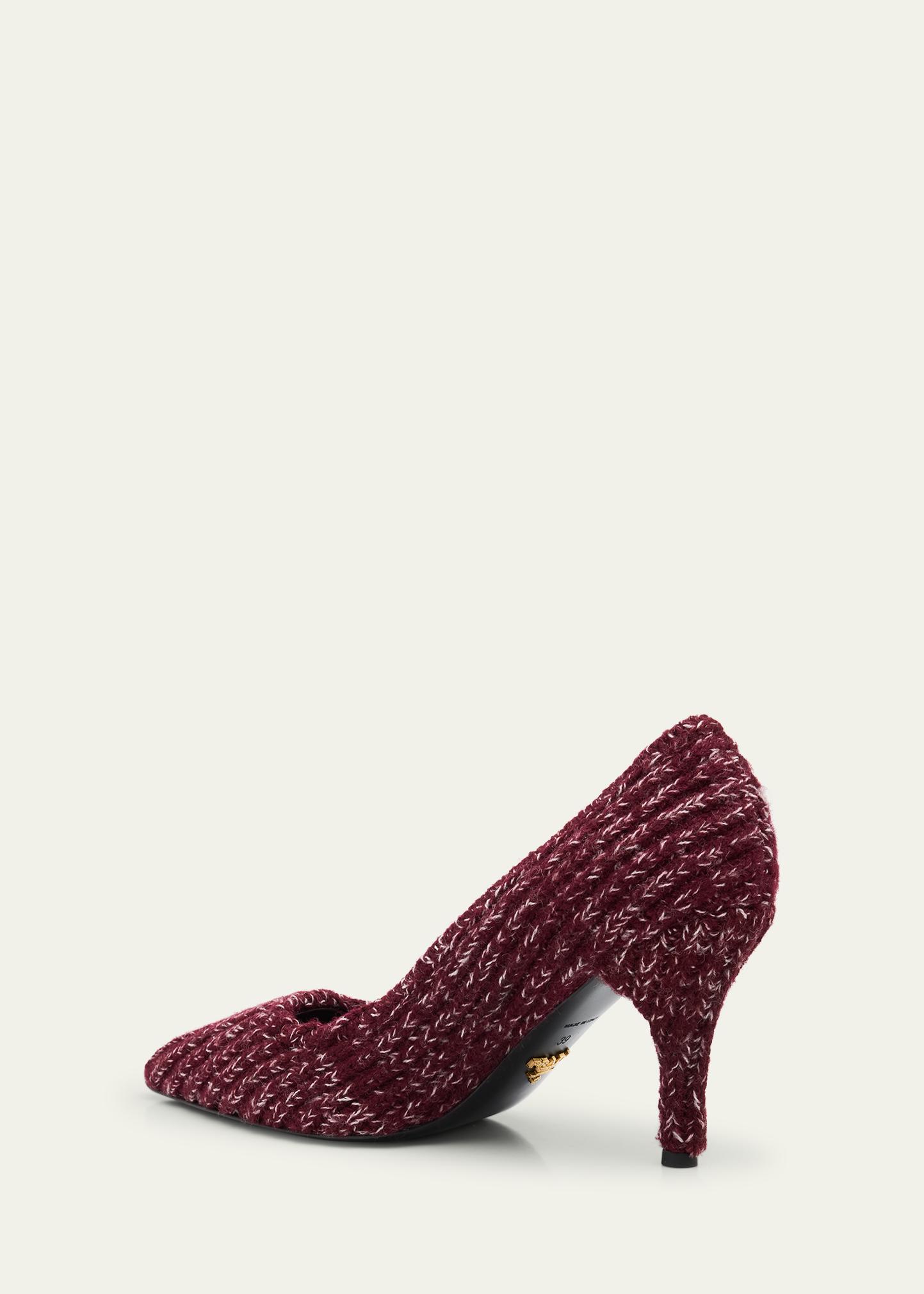 Prada 85mm Knitted Pointed-Toe Pumps - Bergdorf Goodman