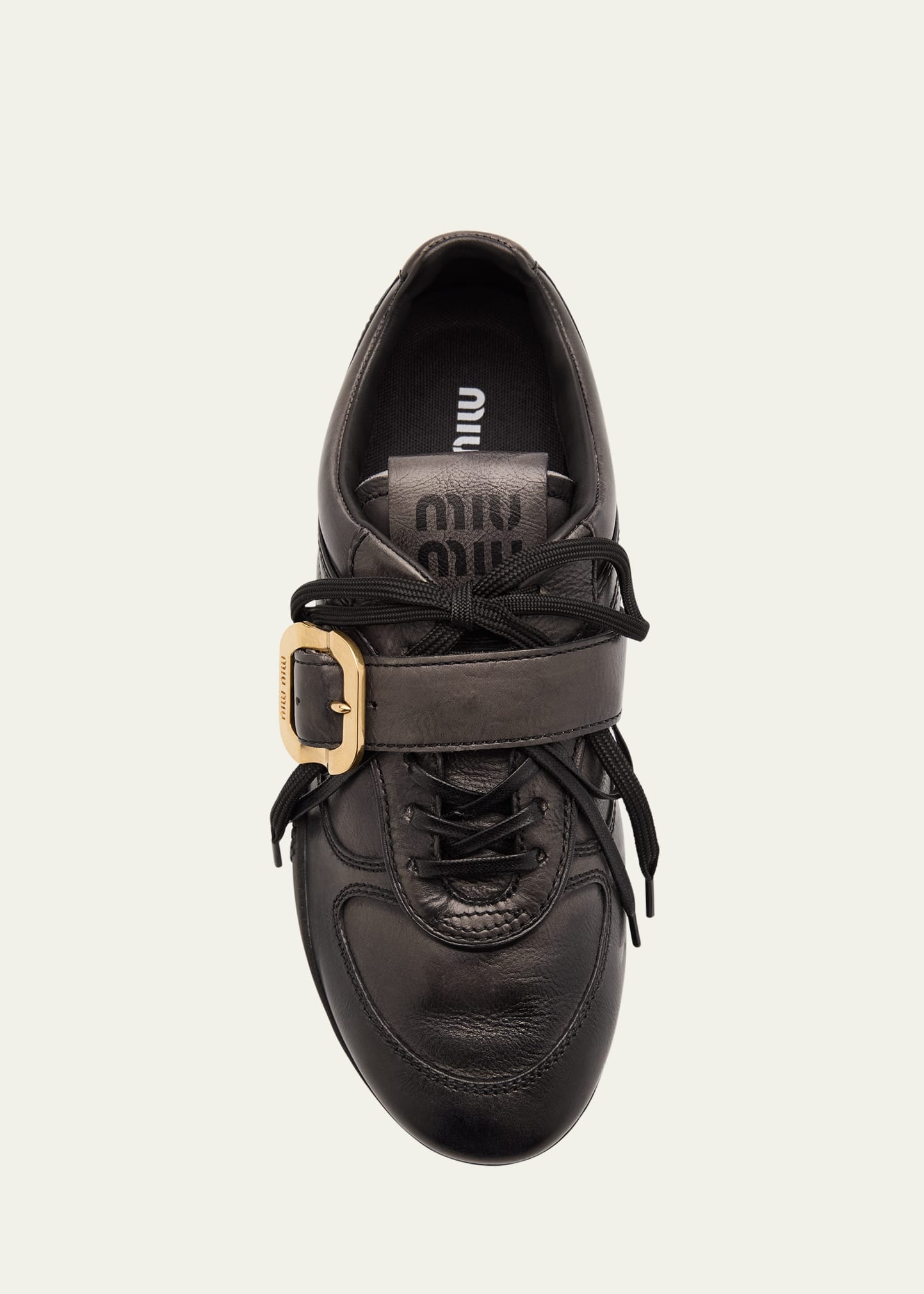 Miu Miu Allacciate Leather Buckle Low-Top Sneakers - Bergdorf Goodman