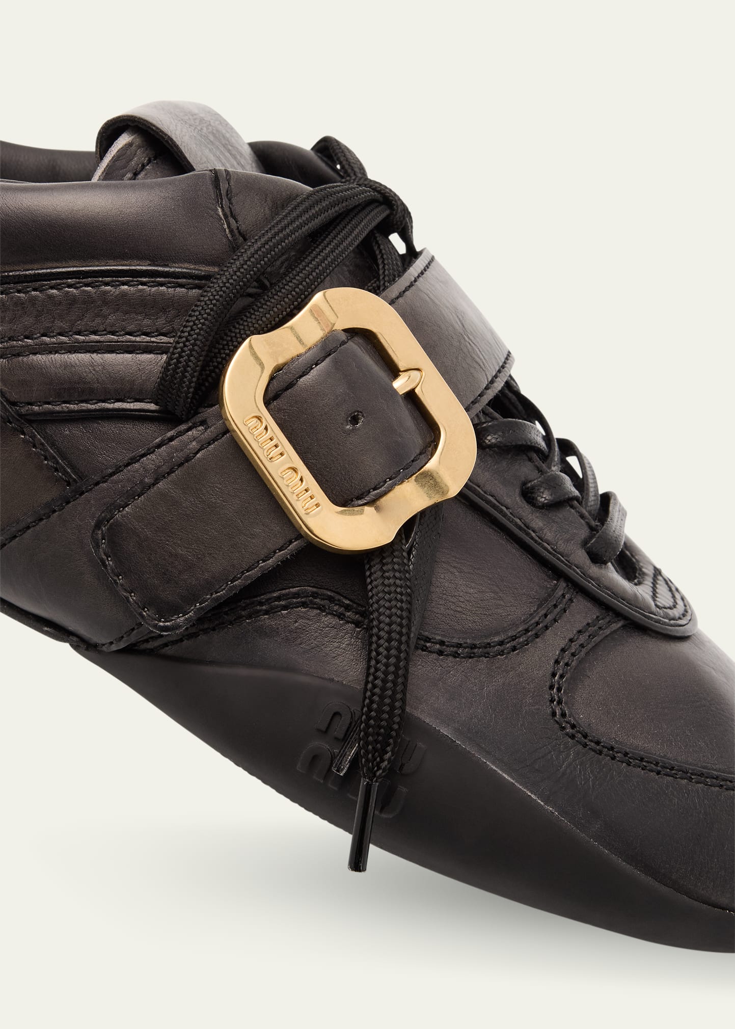 Miu Miu Allacciate Leather Buckle Low-Top Sneakers - Bergdorf Goodman