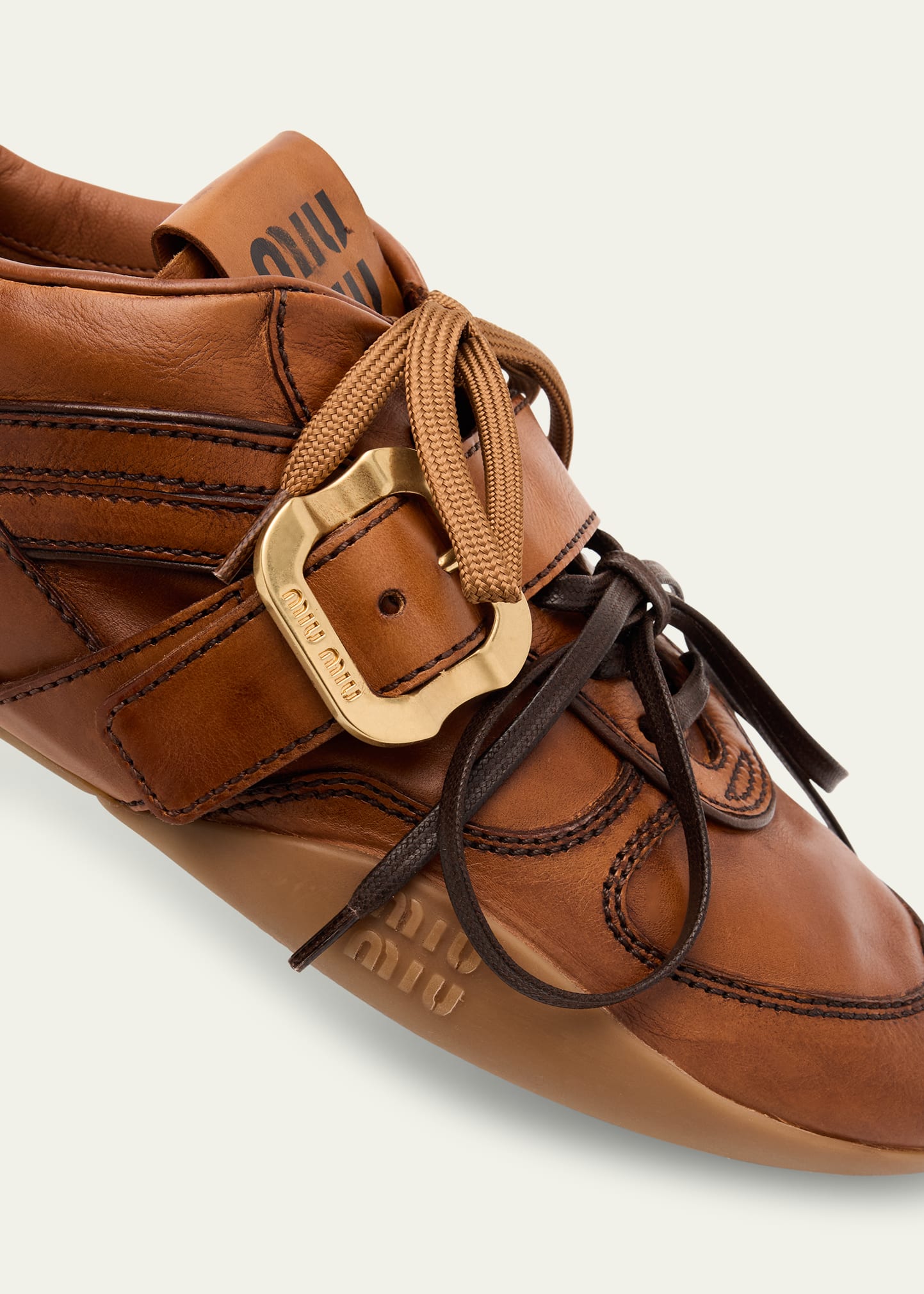 order / muu 様 Miu Miu Allacciate Leather Buckle Low-Top Sneakers - Bergdorf Goodman